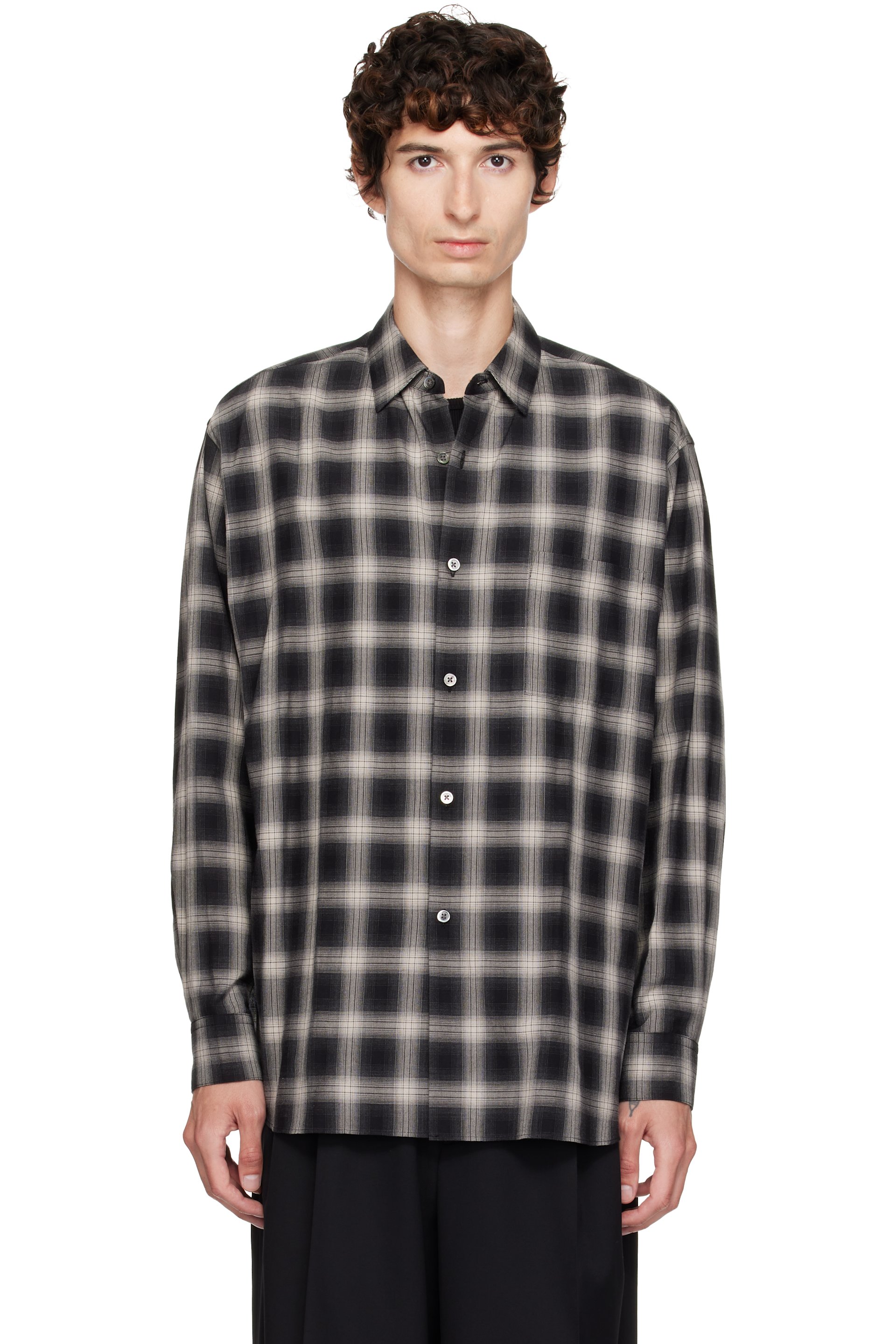 ssstein - Black Cotton Oversized LS Shirt