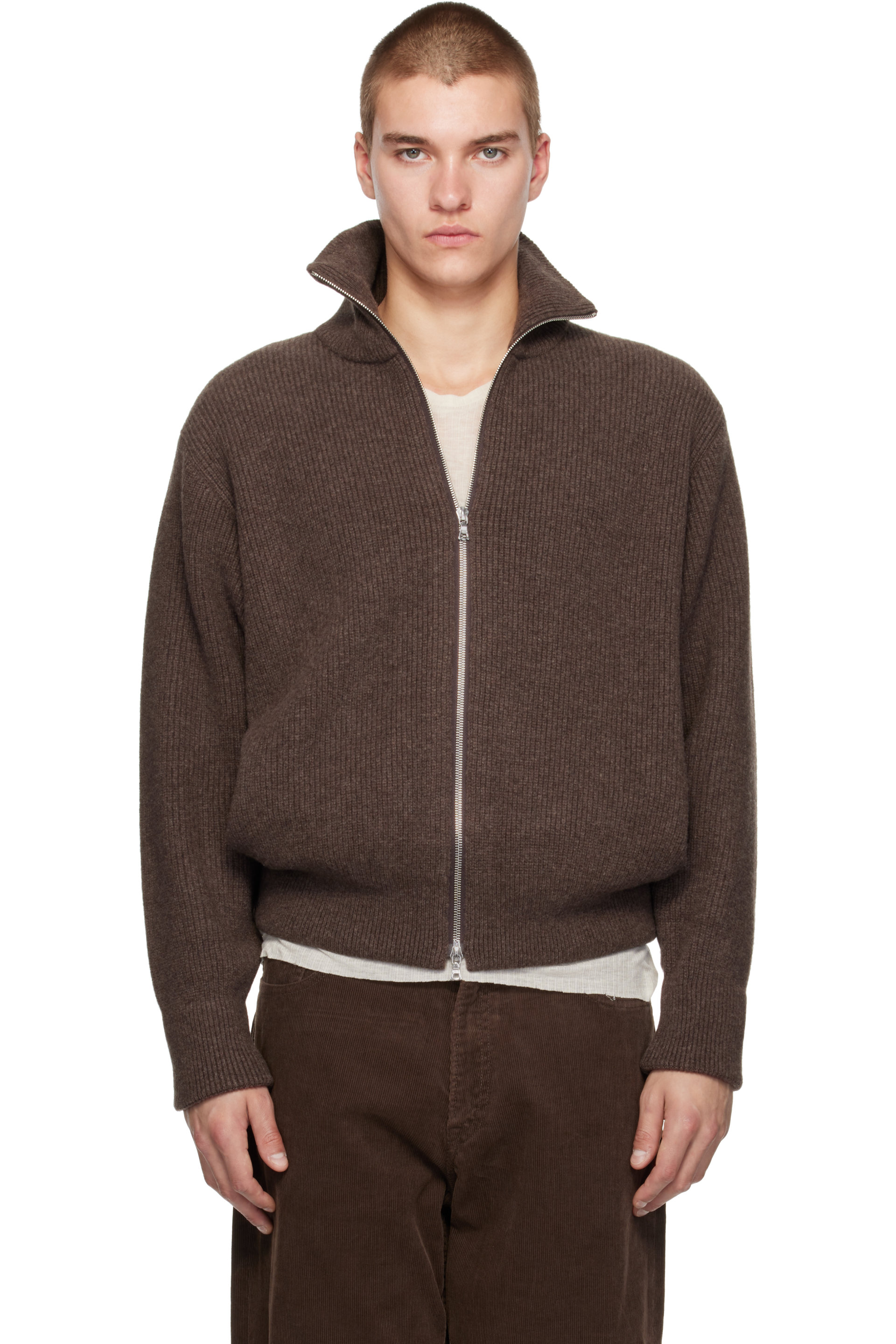 ssstein - Brown Extra Fine Wool Drivers Sweater