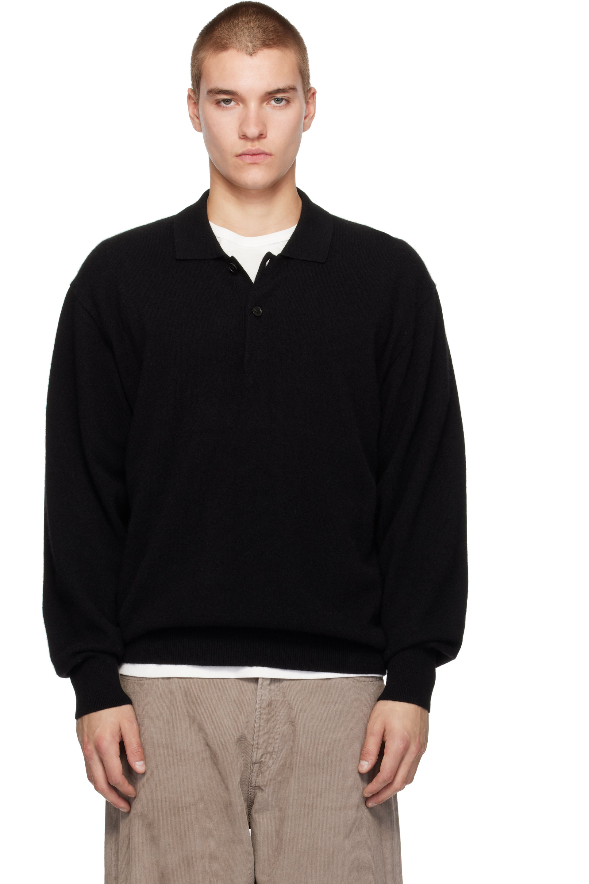 ssstein - Black Pure Cashmere Knit Polo