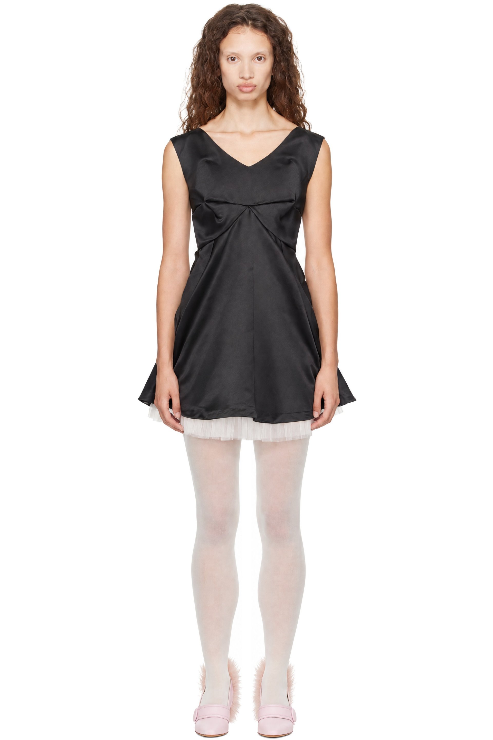 VAQUERA - Black Satin Belted Tutu Minidress