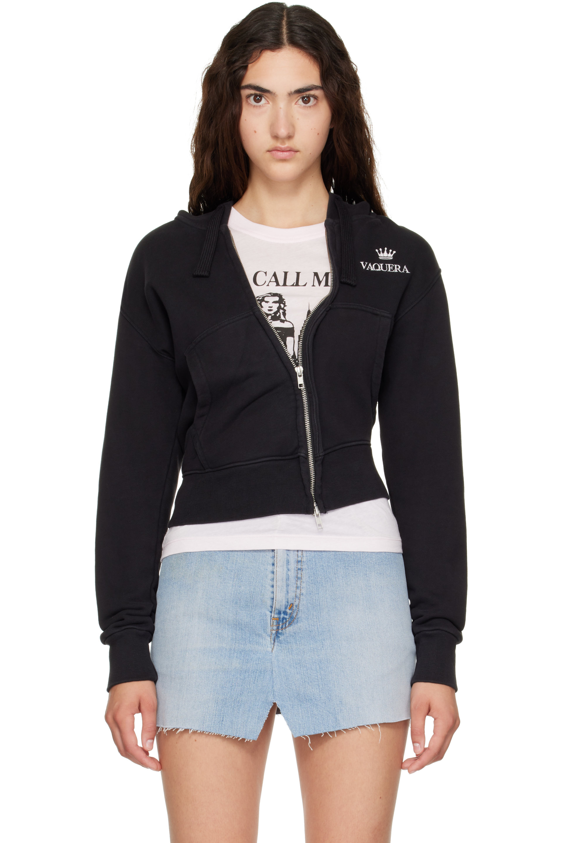 VAQUERA - Black Twisted Zip Hoodie