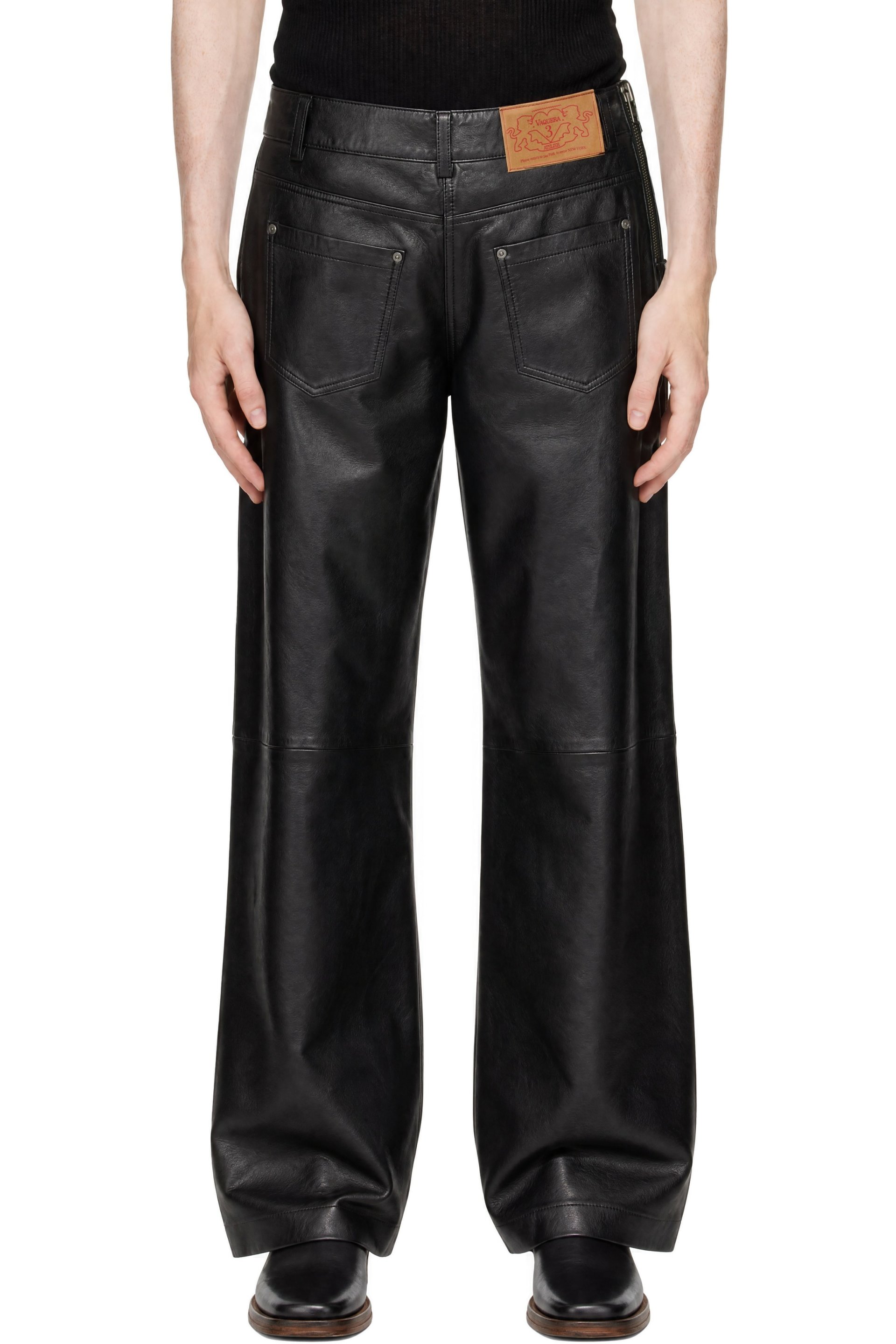 VAQUERA - Black Backwards Leather Pants