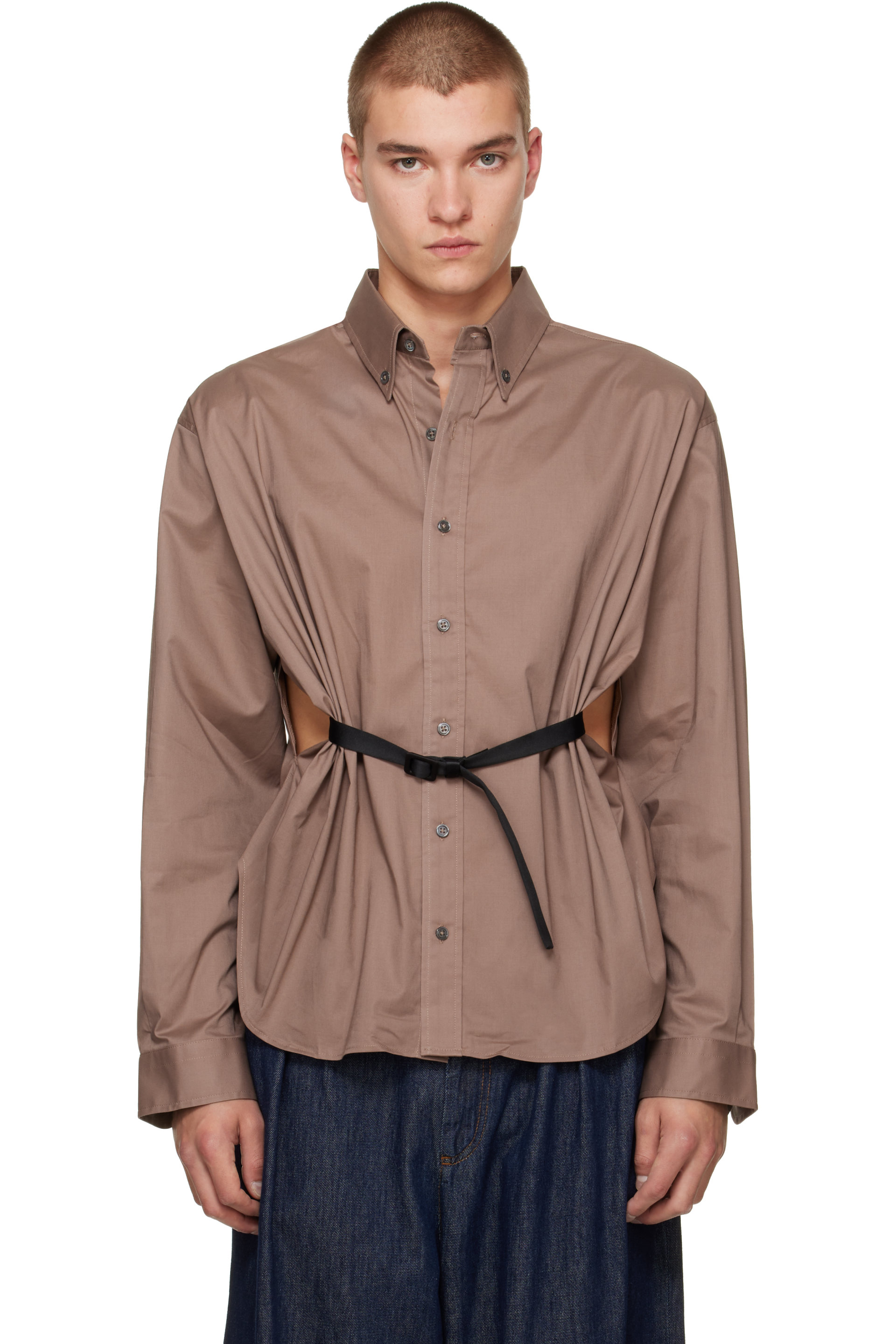 VAQUERA - Chemise taupe à ceinture