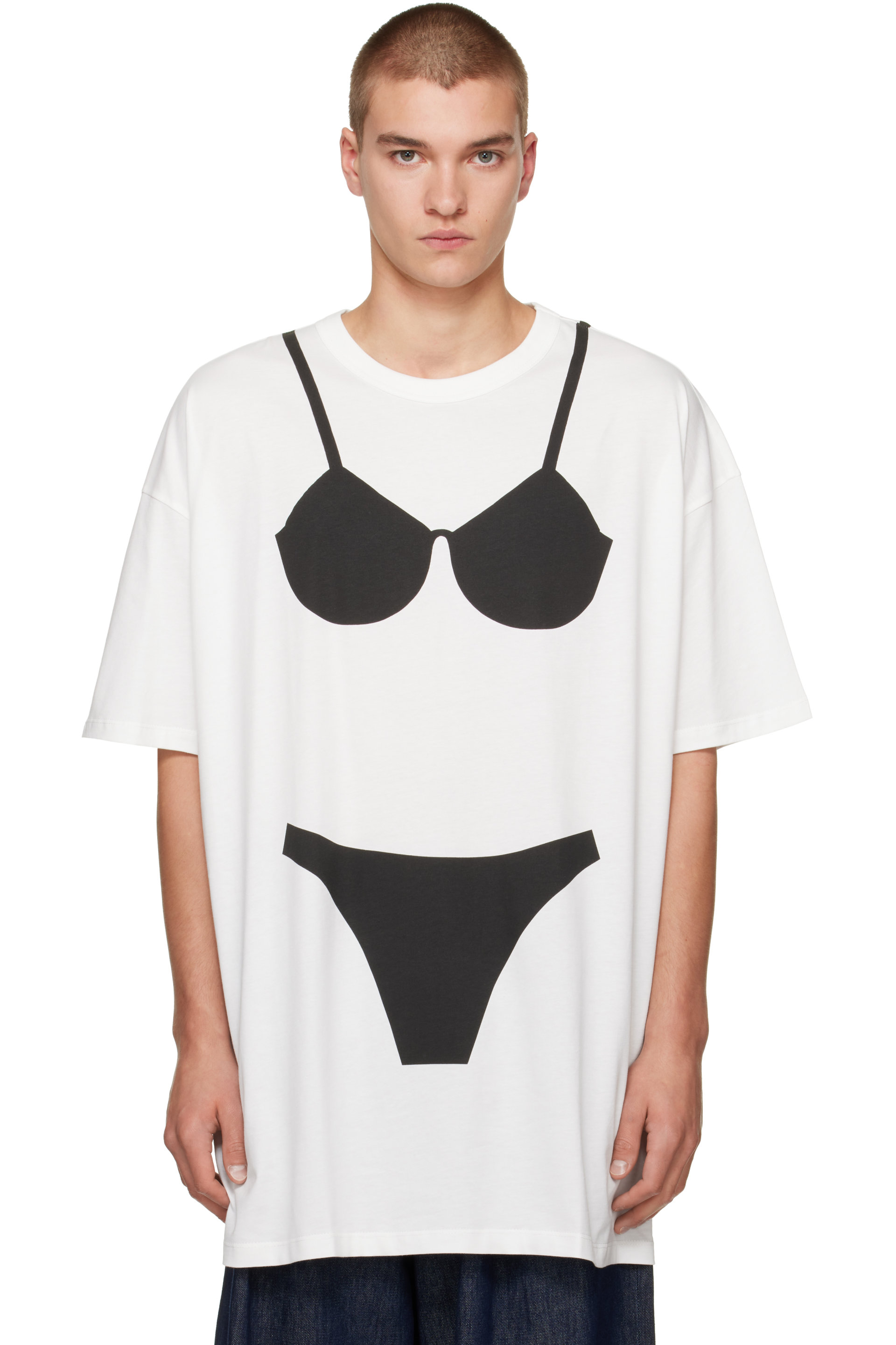 VAQUERA - White Trompe L'Oeil Tall T-Shirt