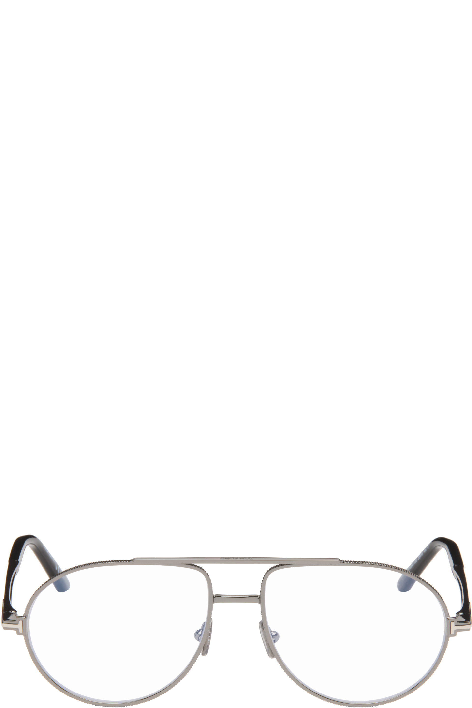 TOM FORD - Lunettes aviateur gris acier à verres anti-lumière bleue