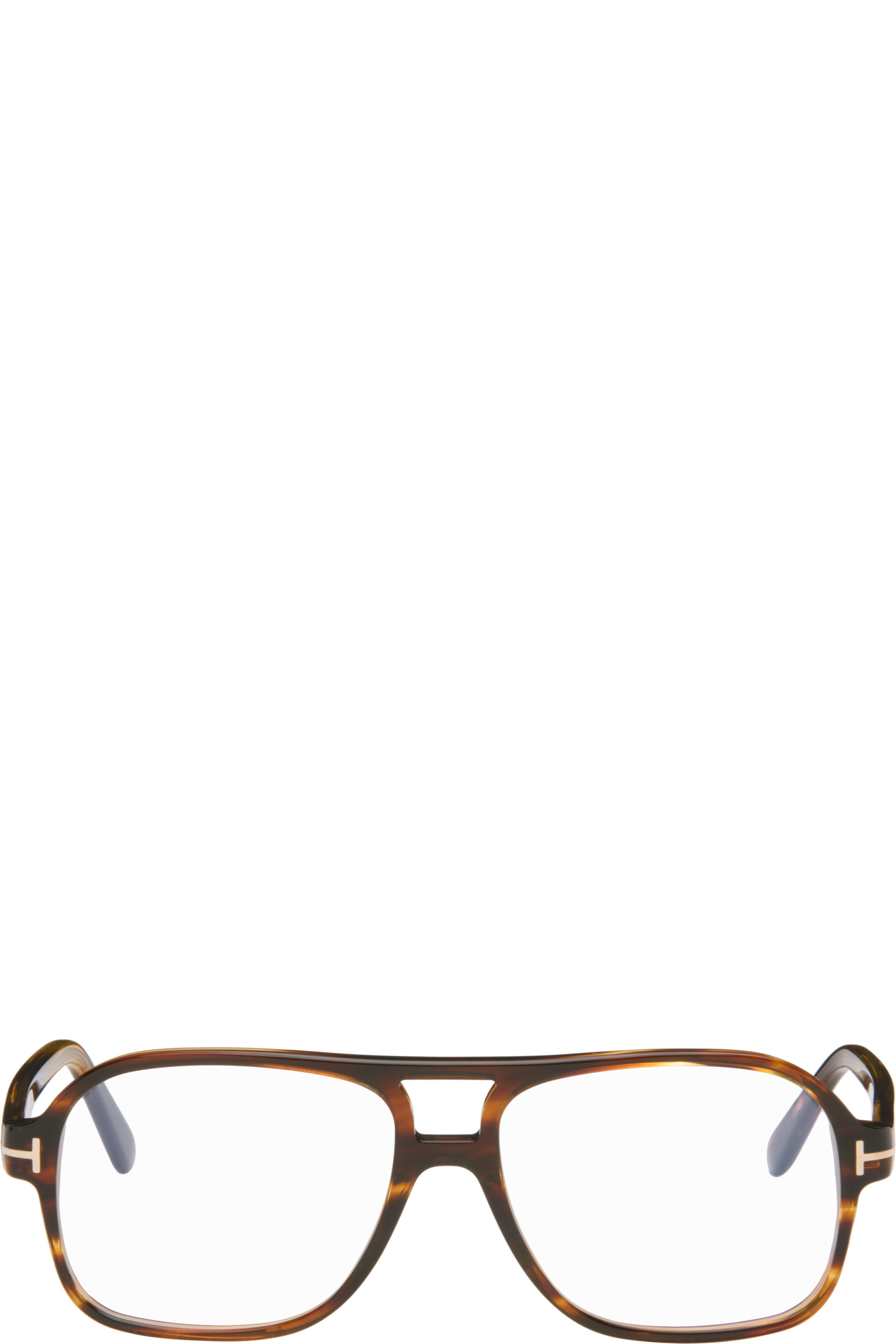 TOM FORD - Lunettes aviateur brunes à verres anti-lumière bleue