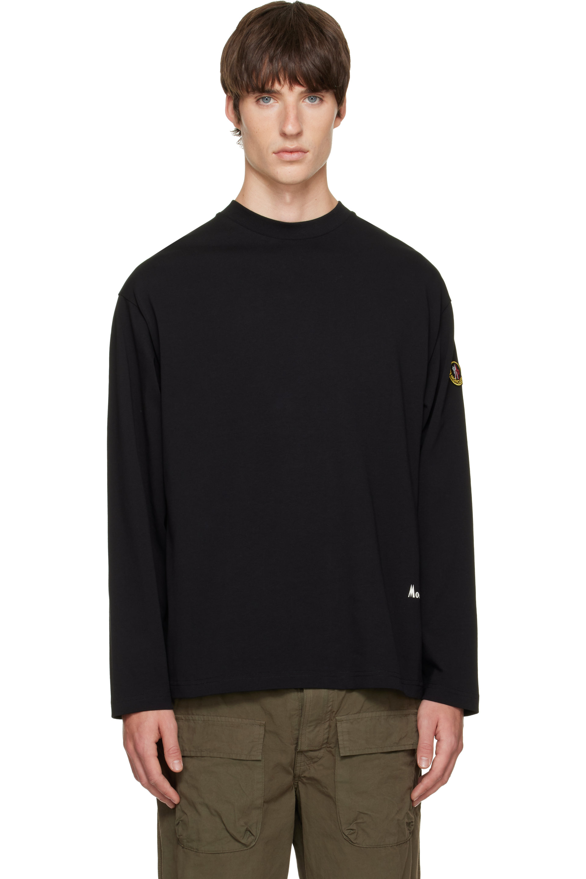 Moncler - T-shirt à manches longues Re-Icon noir en jersey de coton