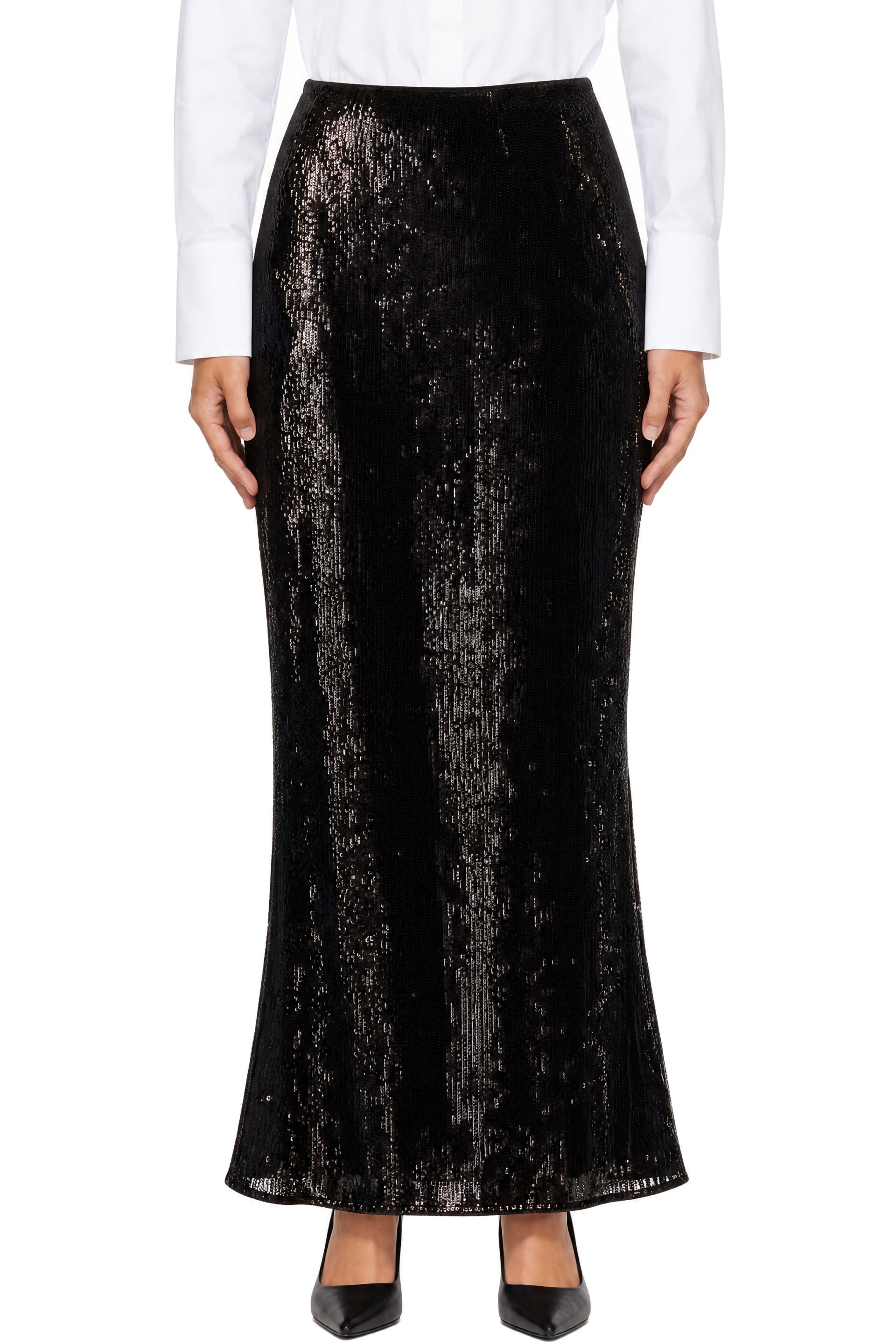 BALMAIN - Green Sequinned Maxi Skirt