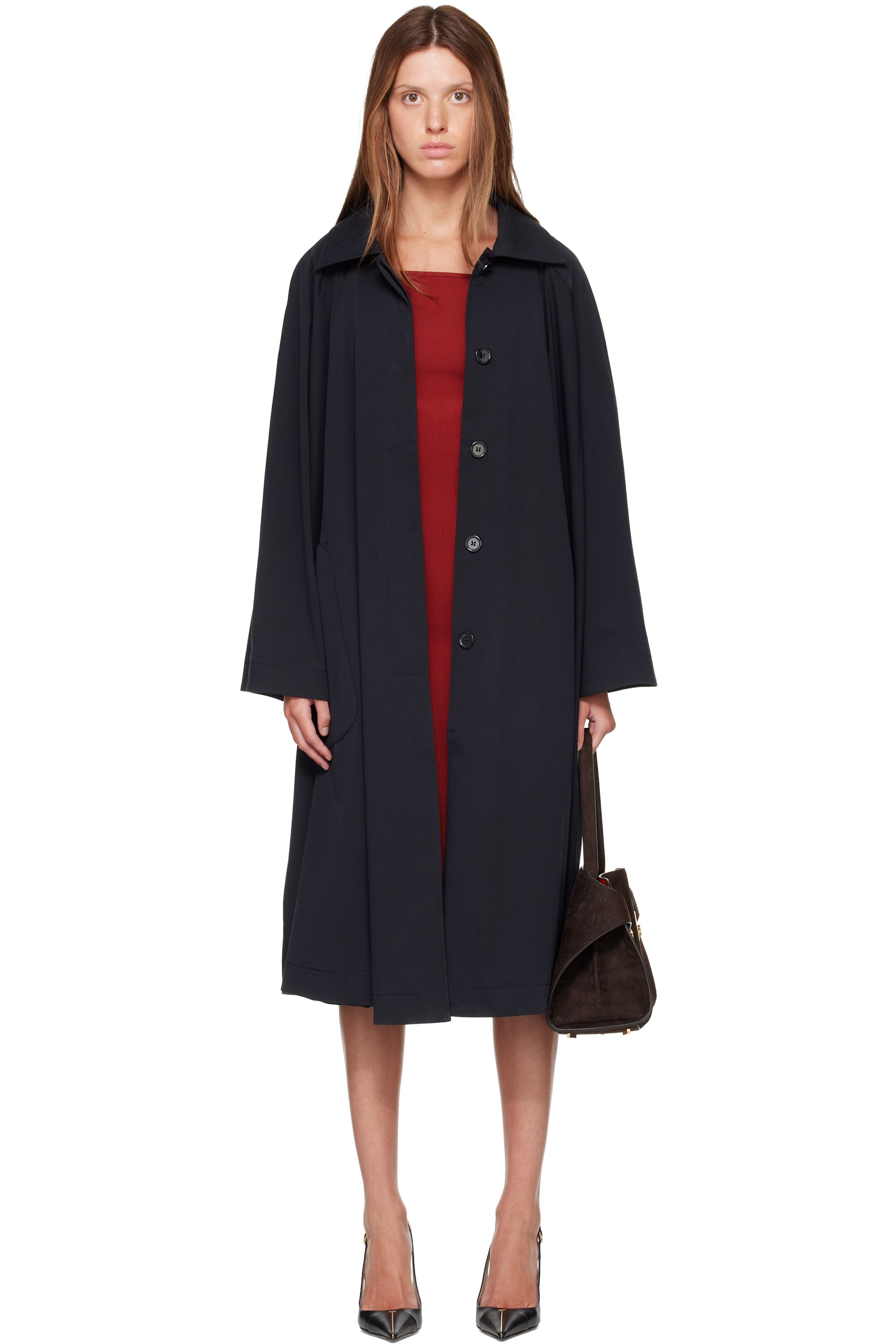 Nour Hammour - Black Jane Cotton Swing Coat