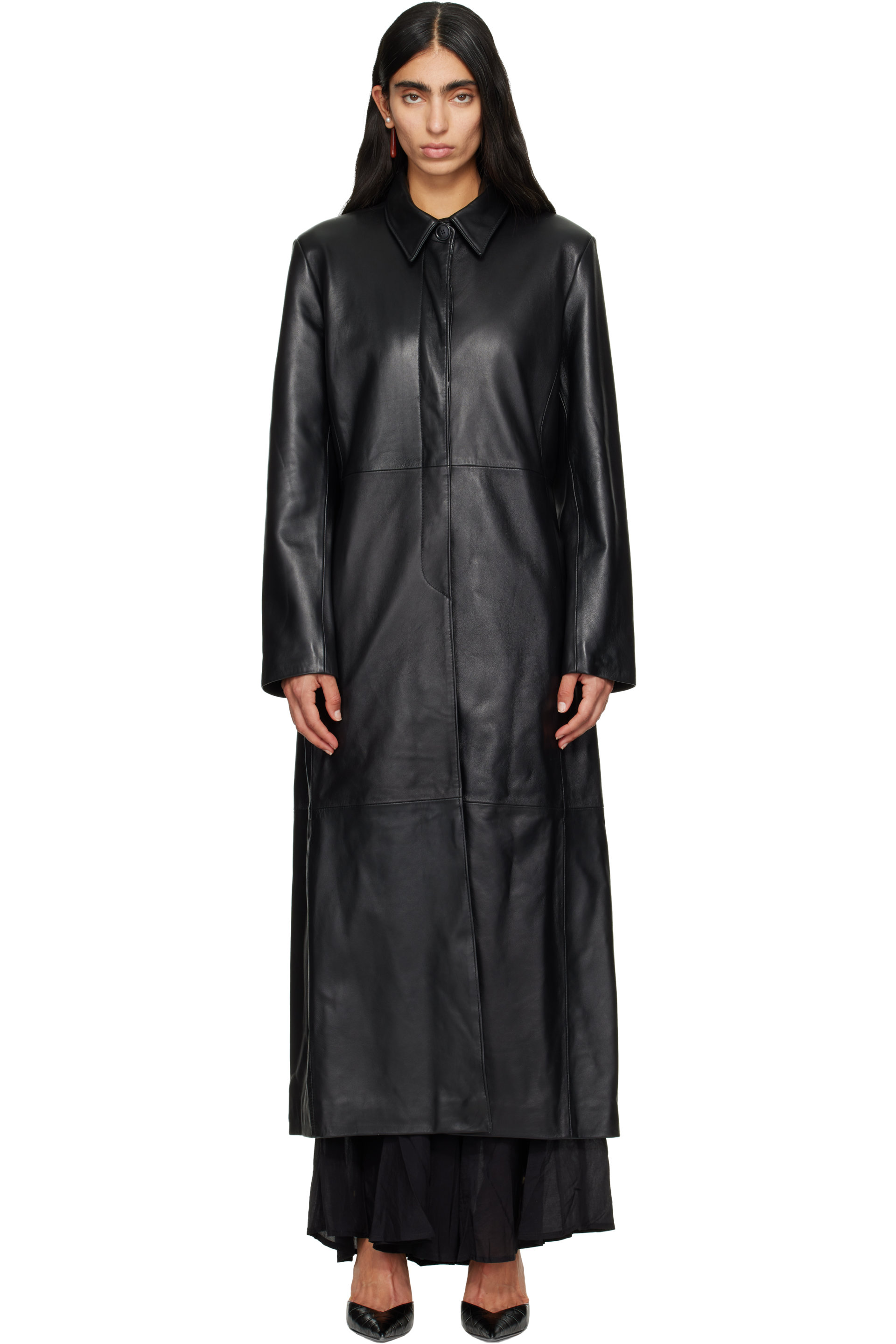 Nour Hammour - Black Gotham 90s Leather Coat