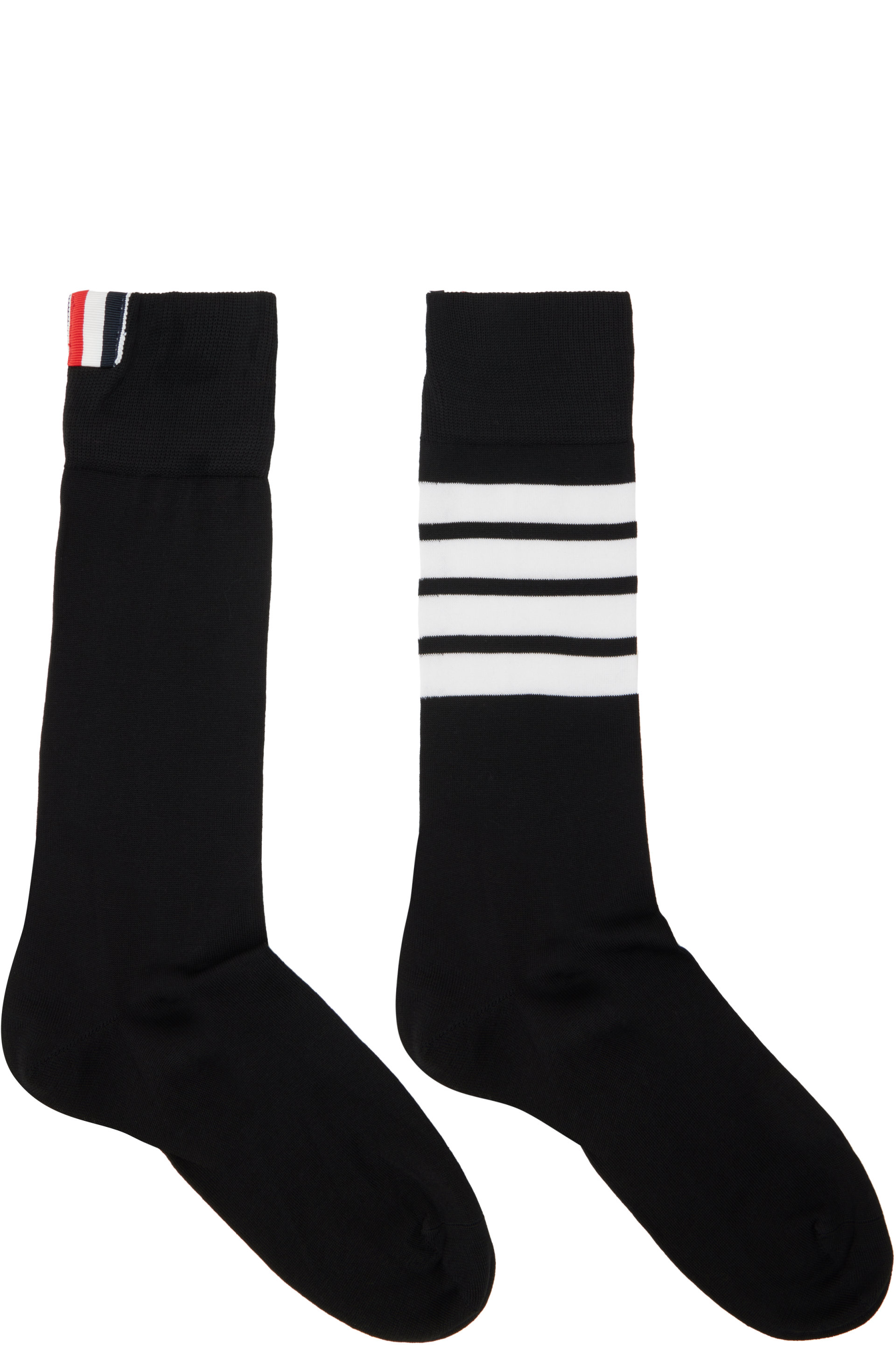 Thom Browne - Chaussettes hauteur mi-mollet noires en coton à quatre rayures