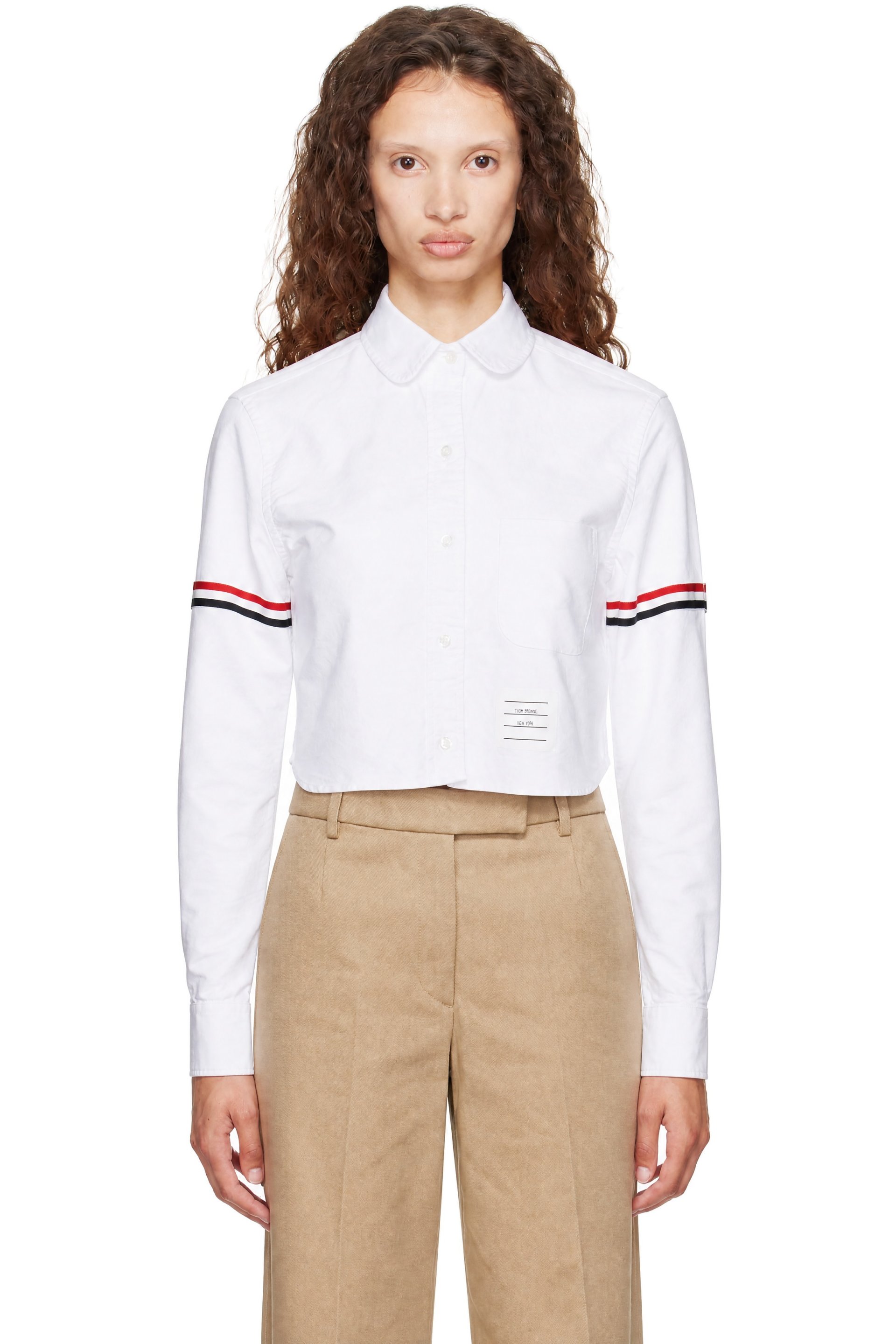 Thom Browne - White Oxford Cropped Armbands Shirt