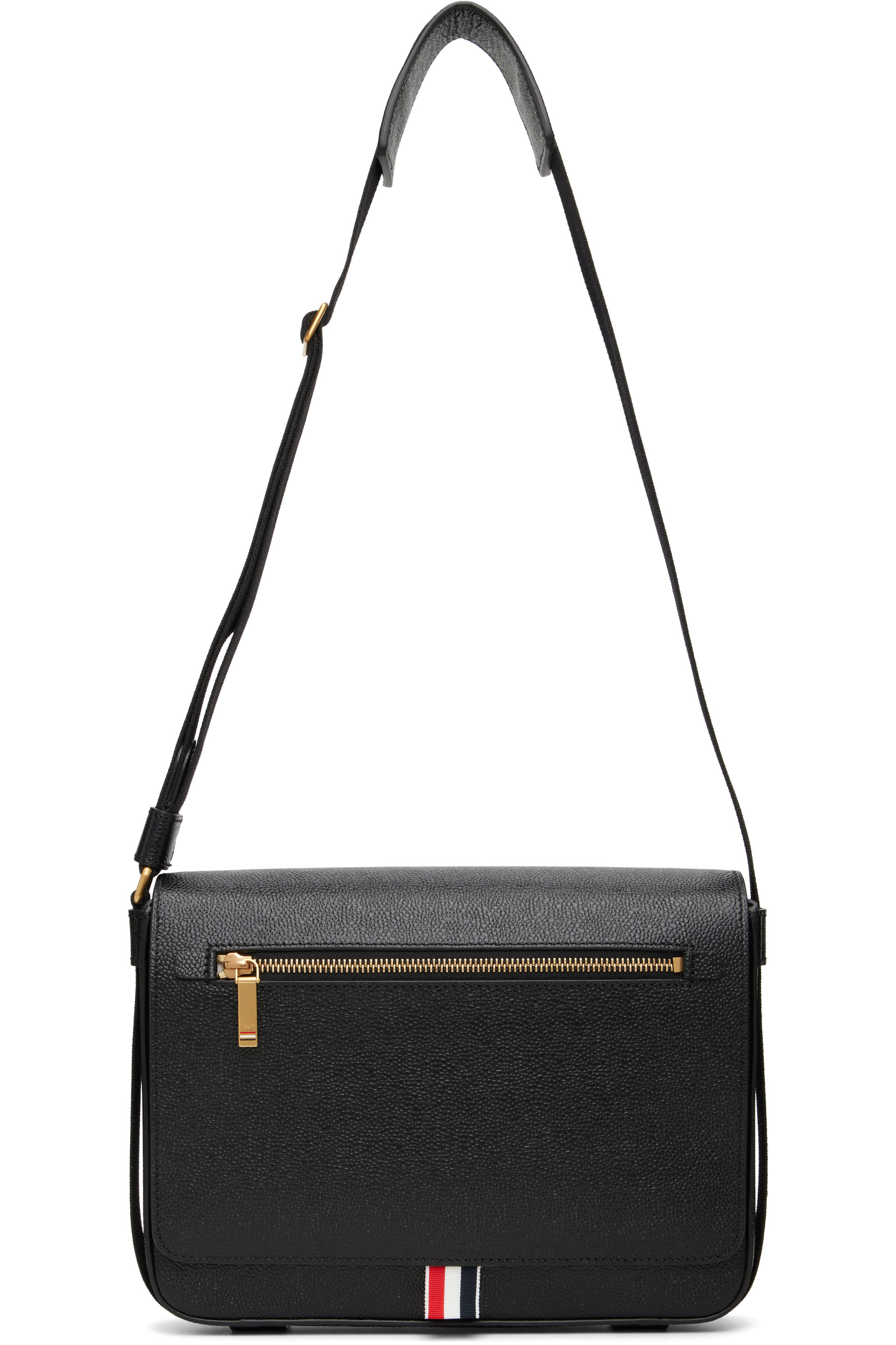 Thom Browne - Black Pebble Grain Reporter Bag