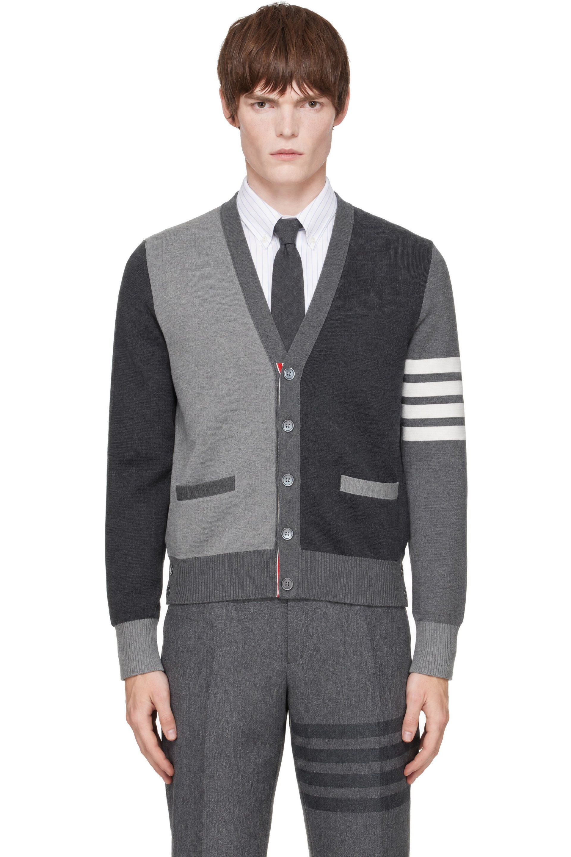 Thom Browne - Gray Funmix Cotton Crepe Milano Stitch 4-Bar Cardigan