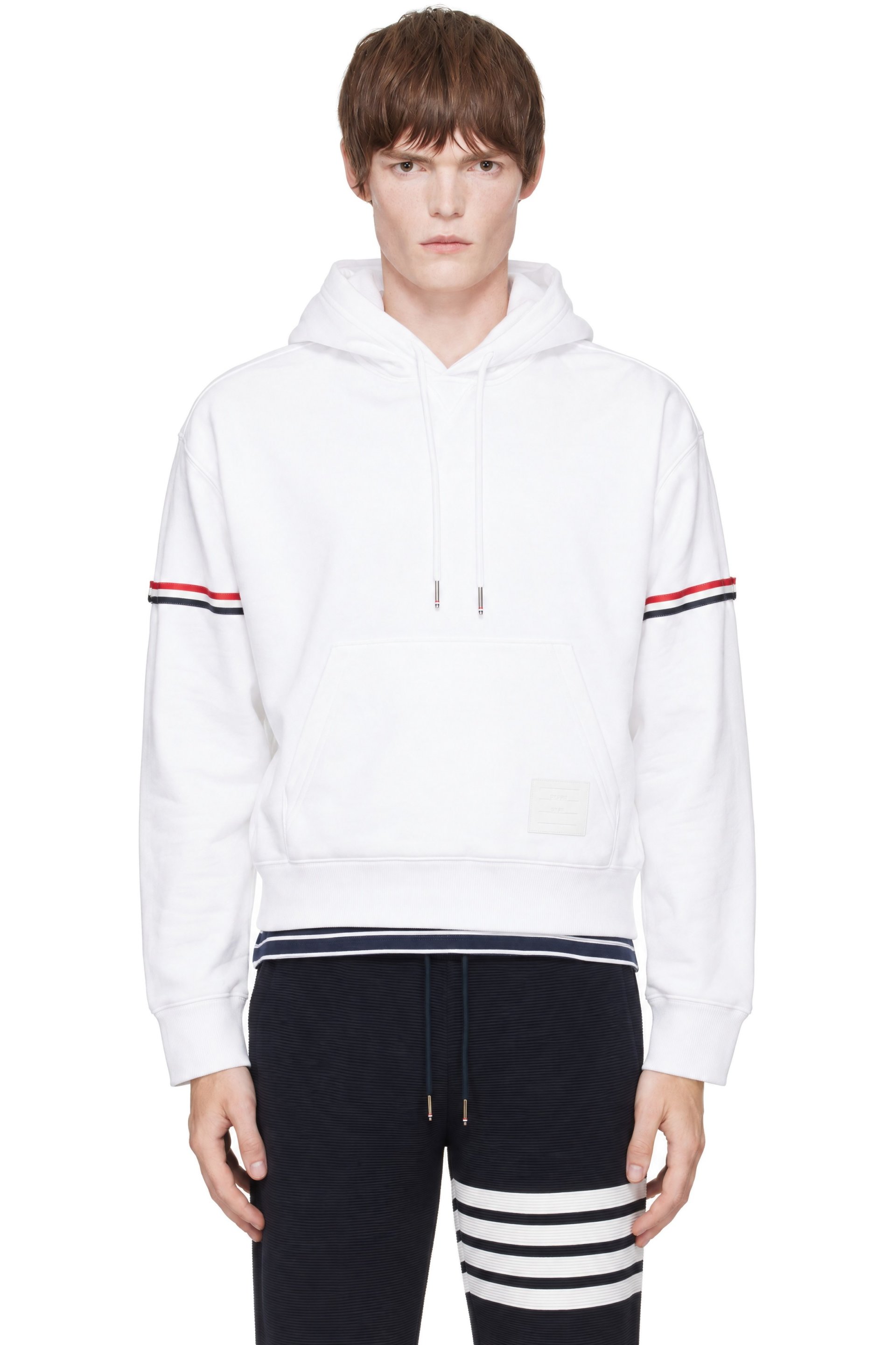 Thom Browne - White Loopback Jersey Armband Oversized Hoodie