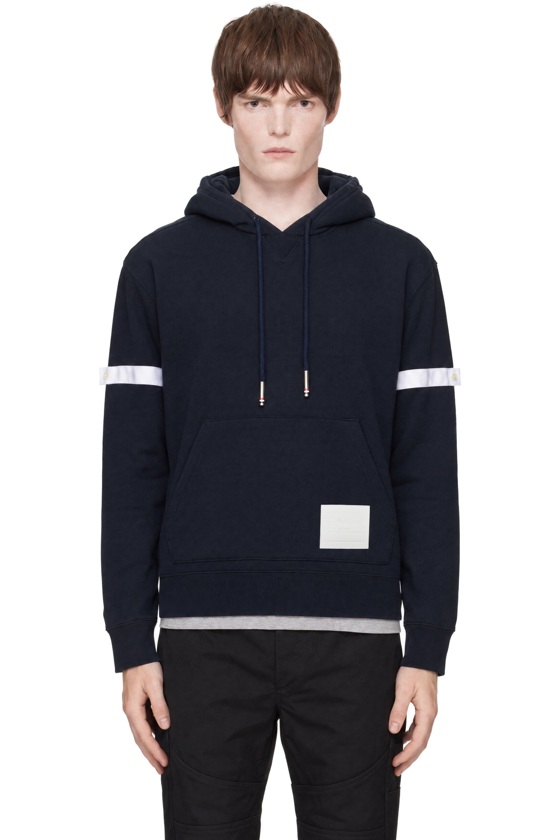 Thom Browne - Navy Loopback Jersey Armband Oversized Hoodie