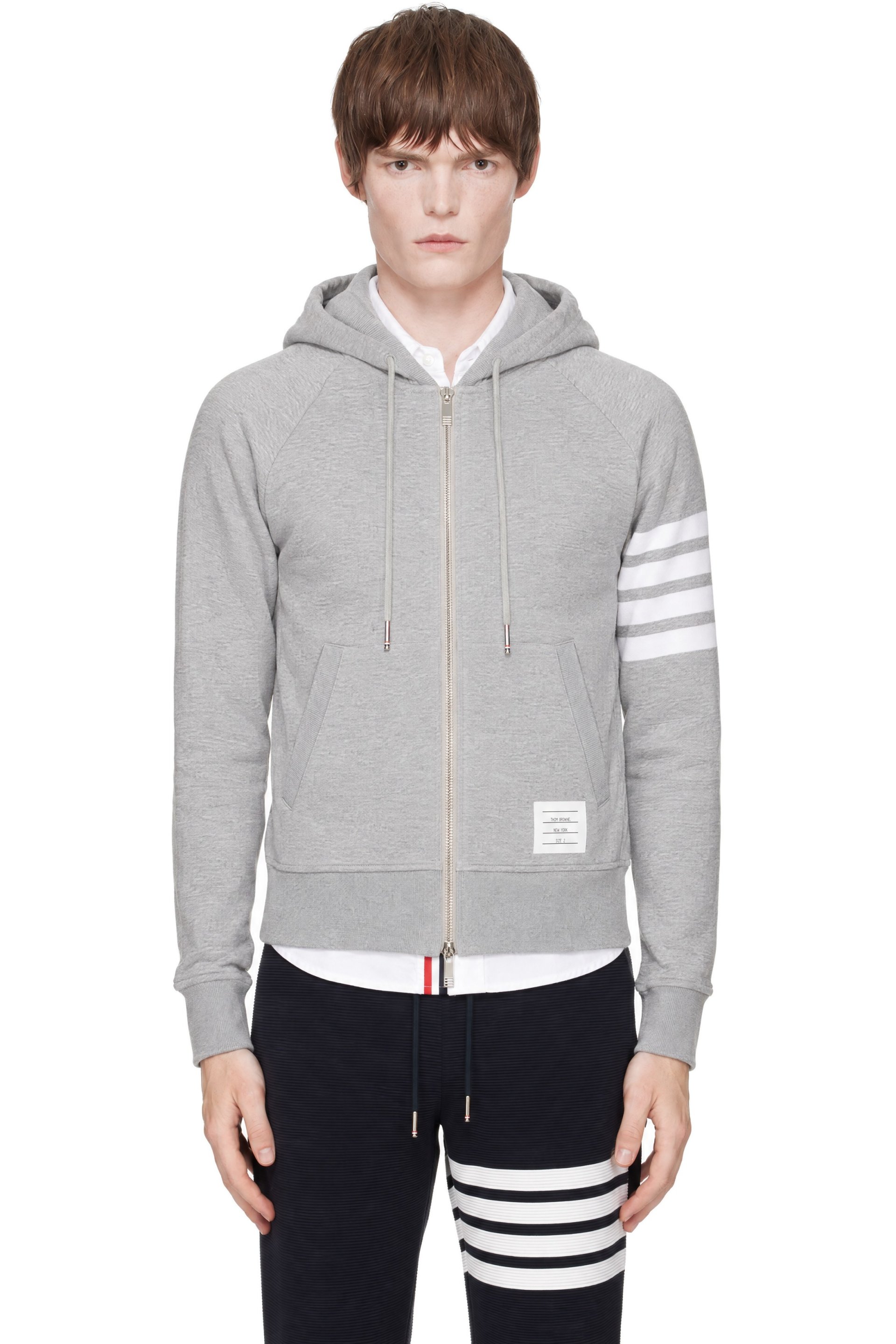 Thom Browne - Gray Classic Loopback 4-Bar Zip-Up Hoodie