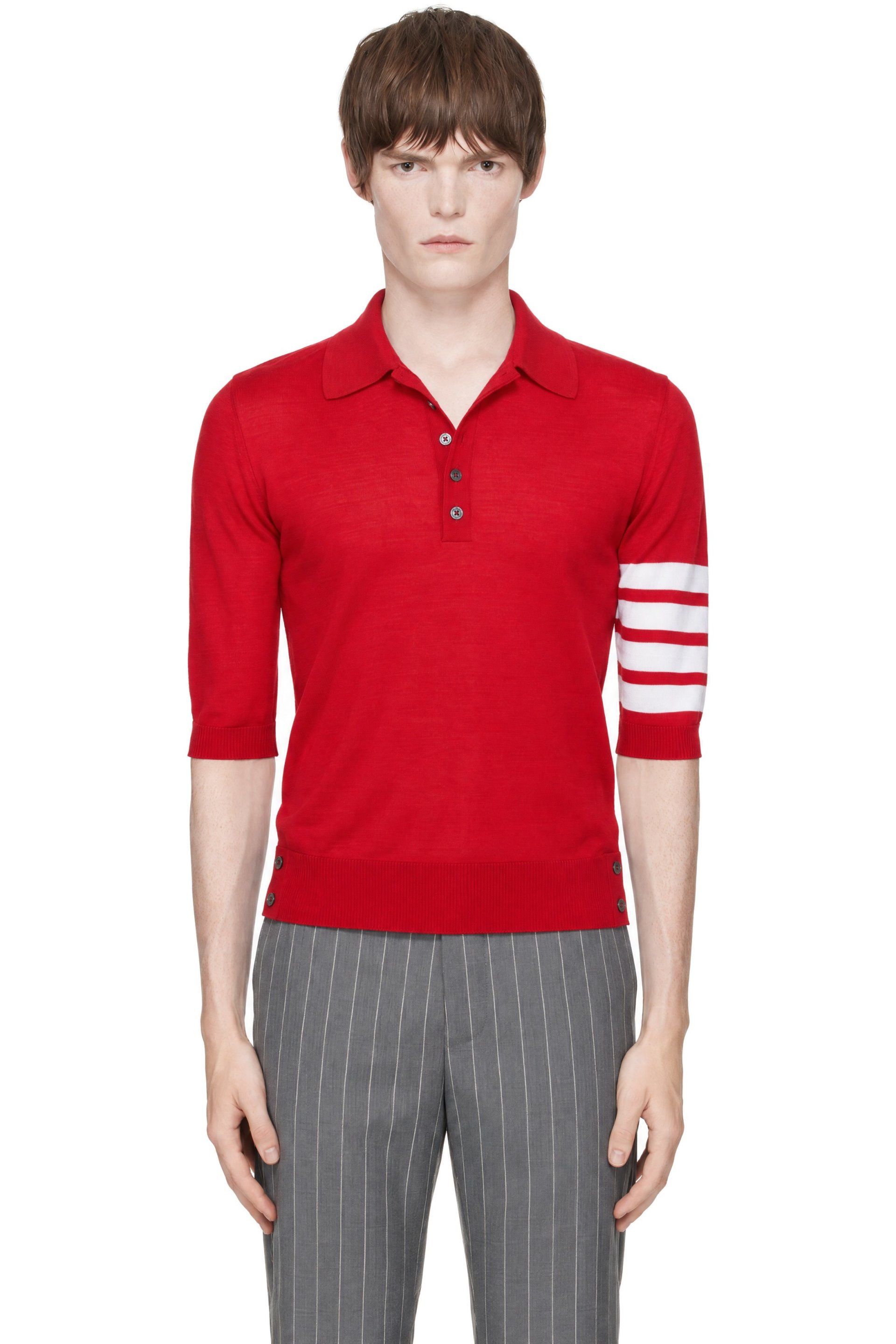 Thom Browne - Red Fine Merino Wool 4-Bar Polo