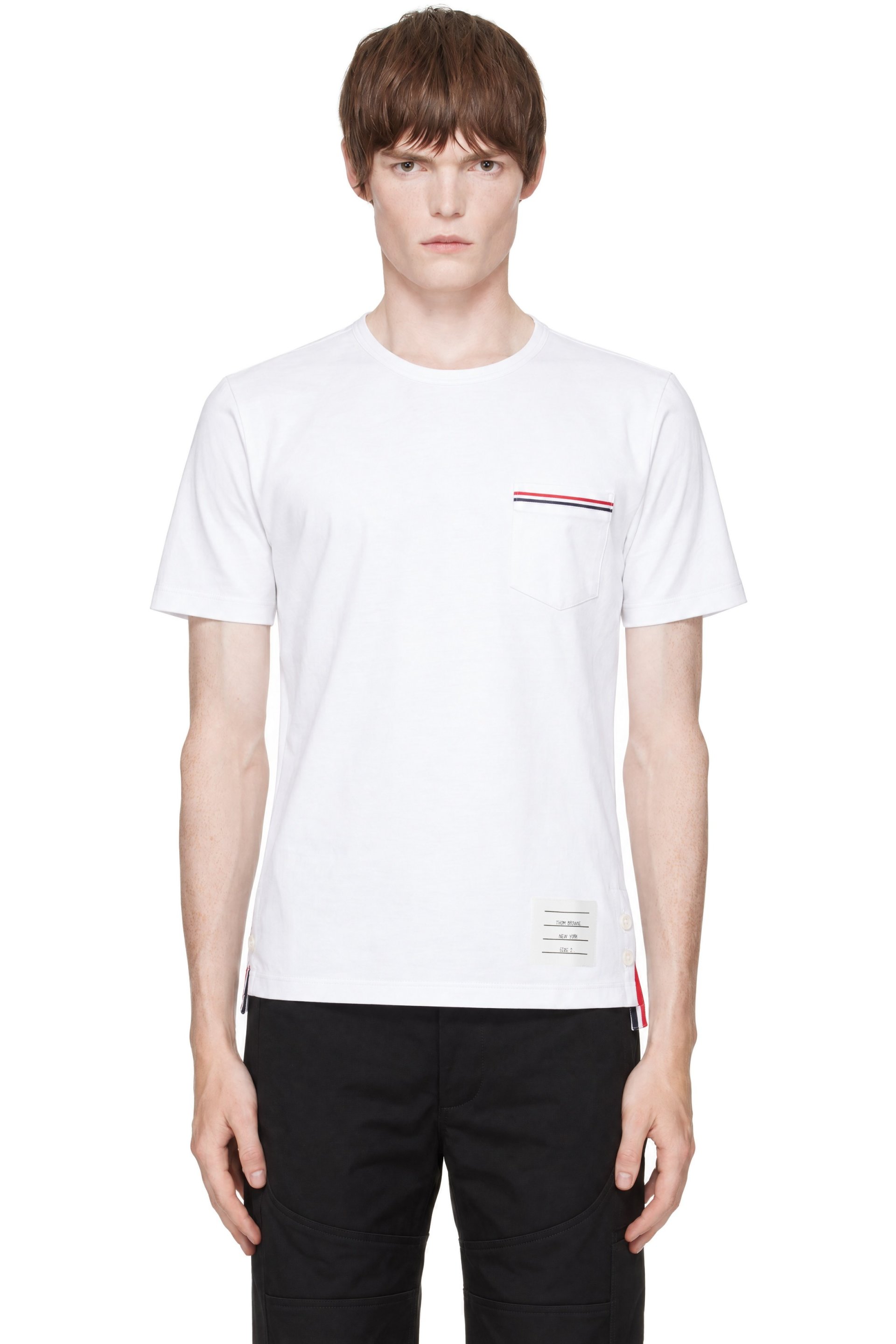 Thom Browne - White Jersey RWB Stripe Pocket T-shirt