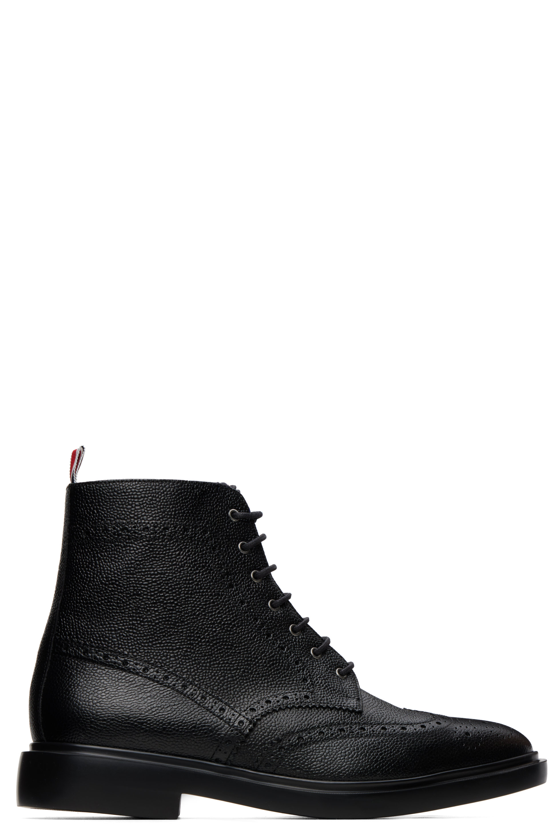 Thom Browne - Black Pebble Grain Leather Wingtip Boots