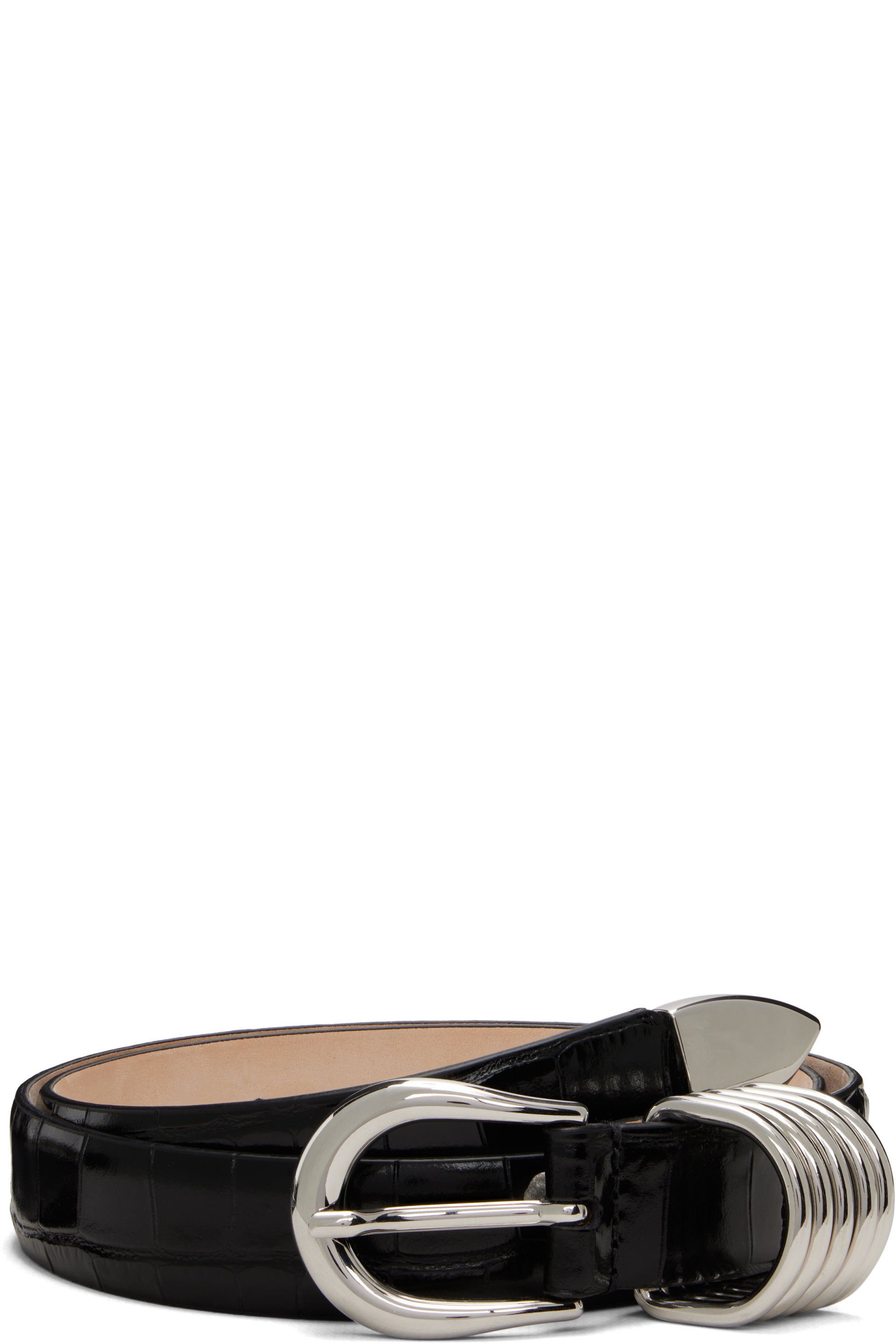 Black Hollyhock Croco Belt