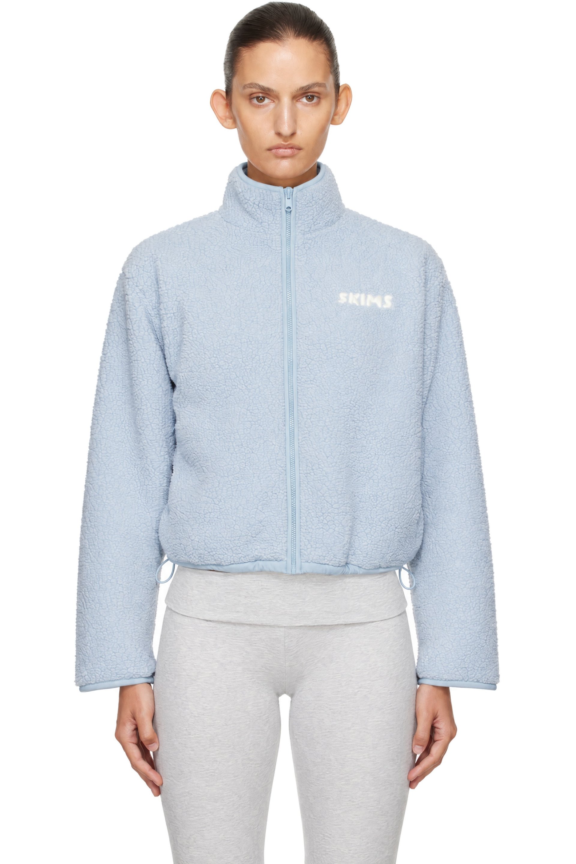 SKIMS - Blue Teddy Boxy Zip Up Jacket