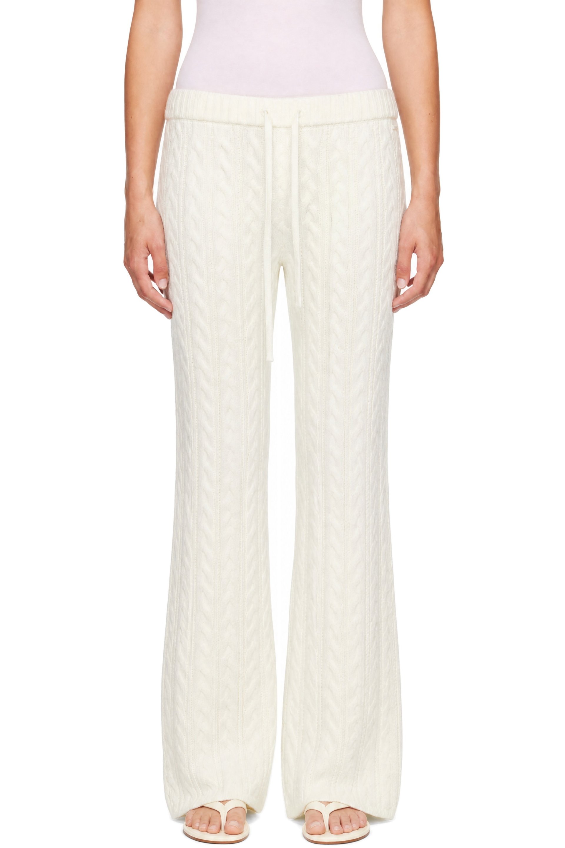 SKIMS - White Sweater Knit Cable Straight Leg Lounge Pants