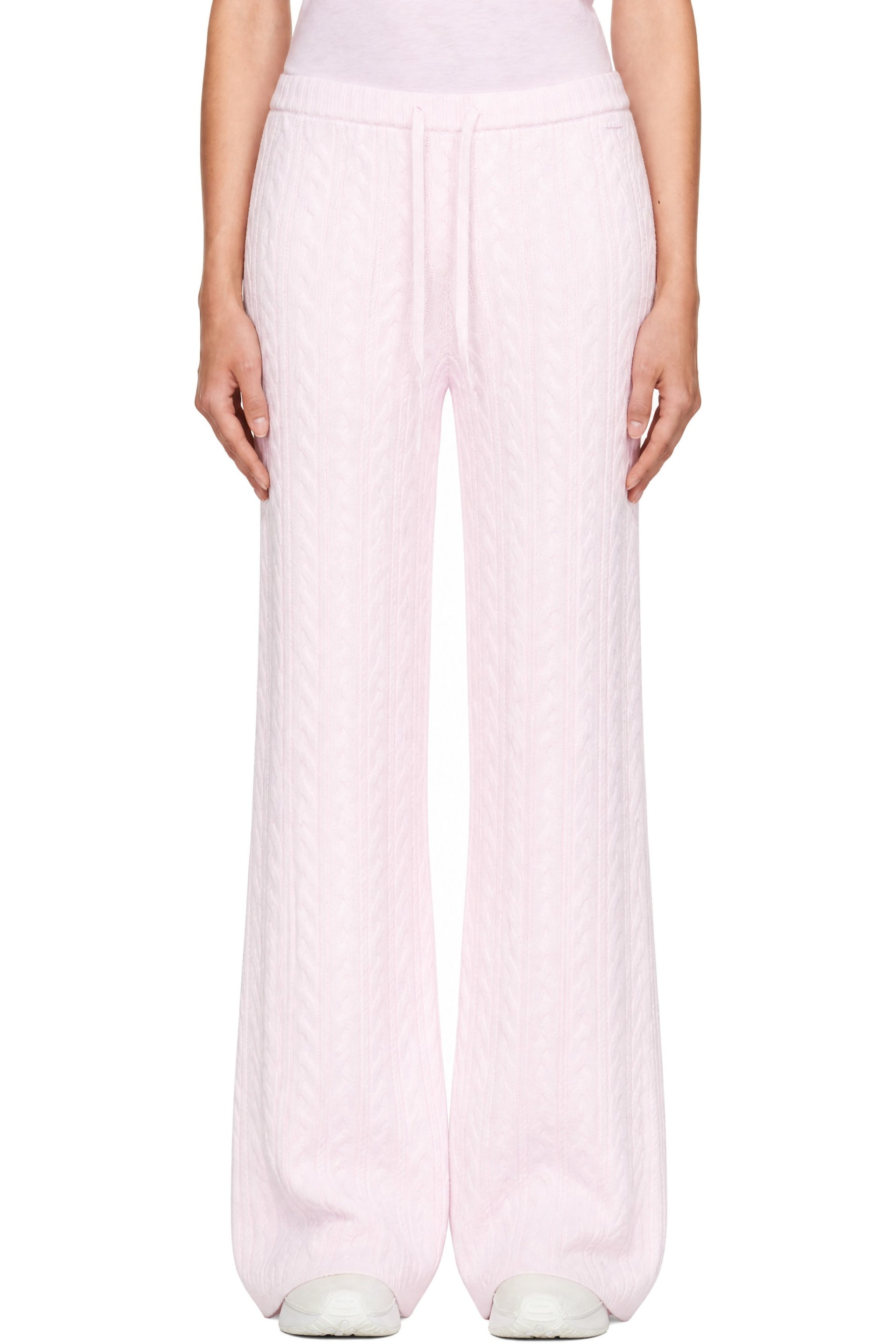 SKIMS - Pink Sweater Knit Cable Straight Leg Trousers