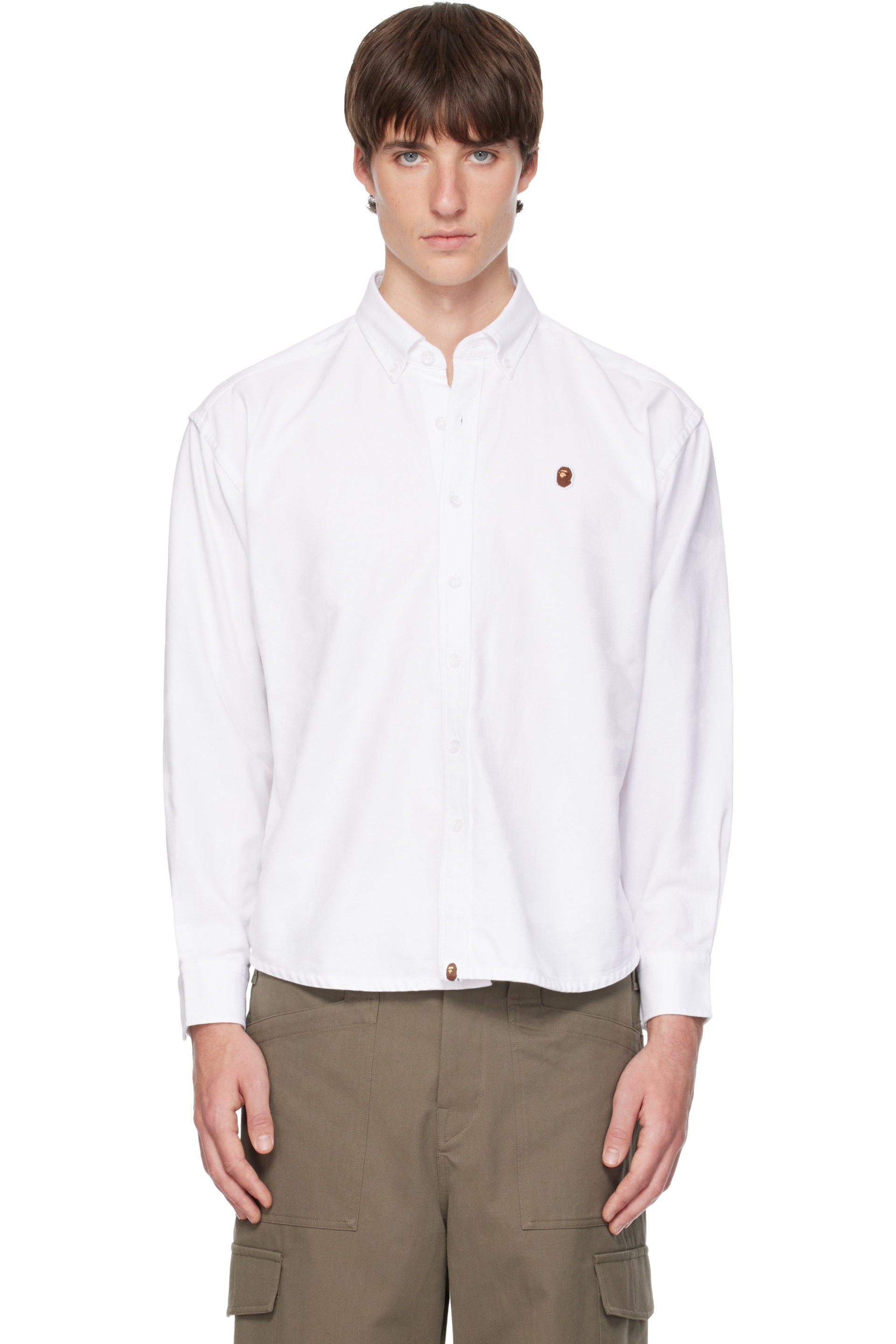 BAPE - White One Point Solid Camo Shirt