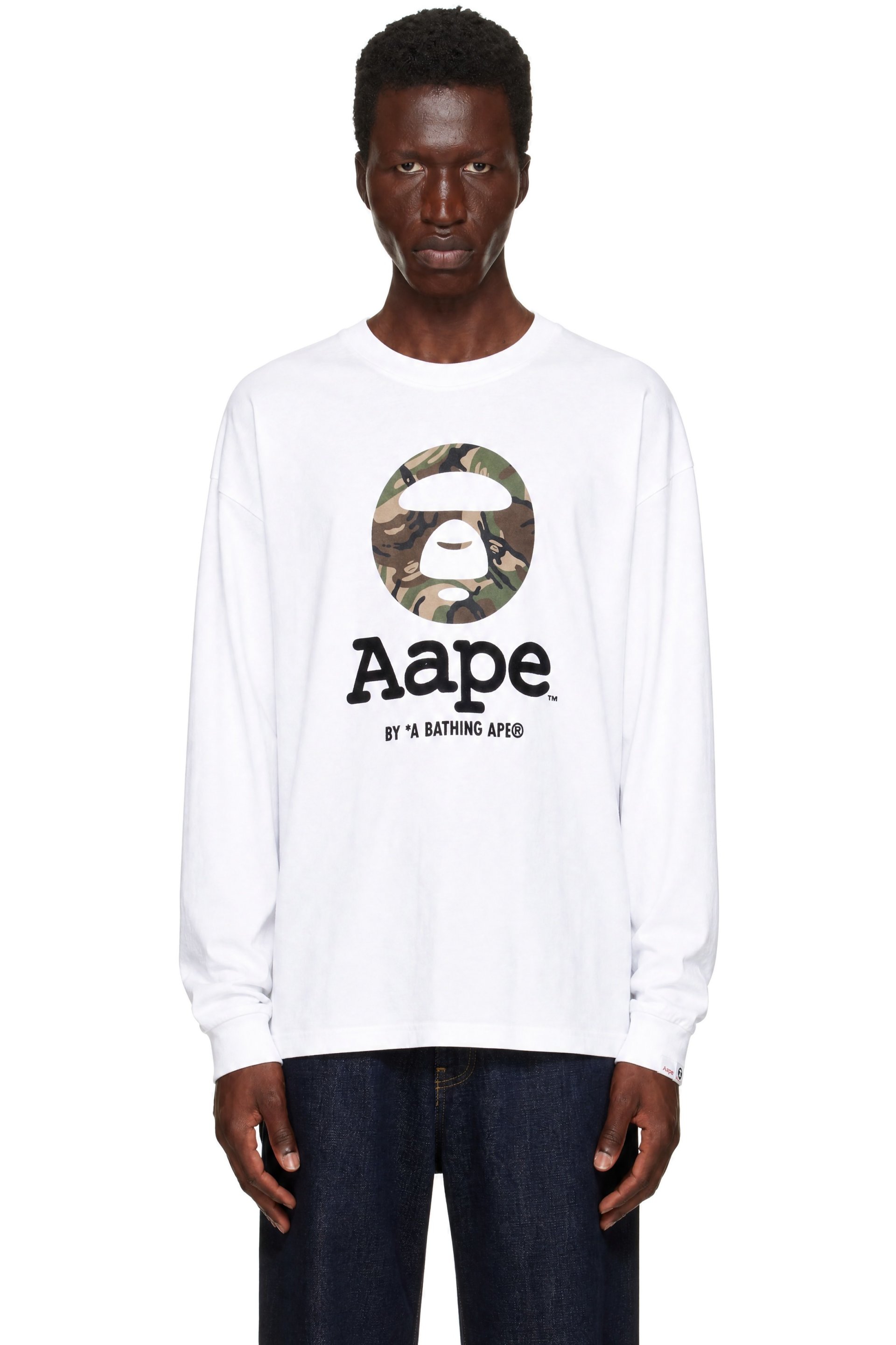 AAPE by A Bathing Ape - T-shirt à manches longues noir à logos AAPEUNVS et Moonface