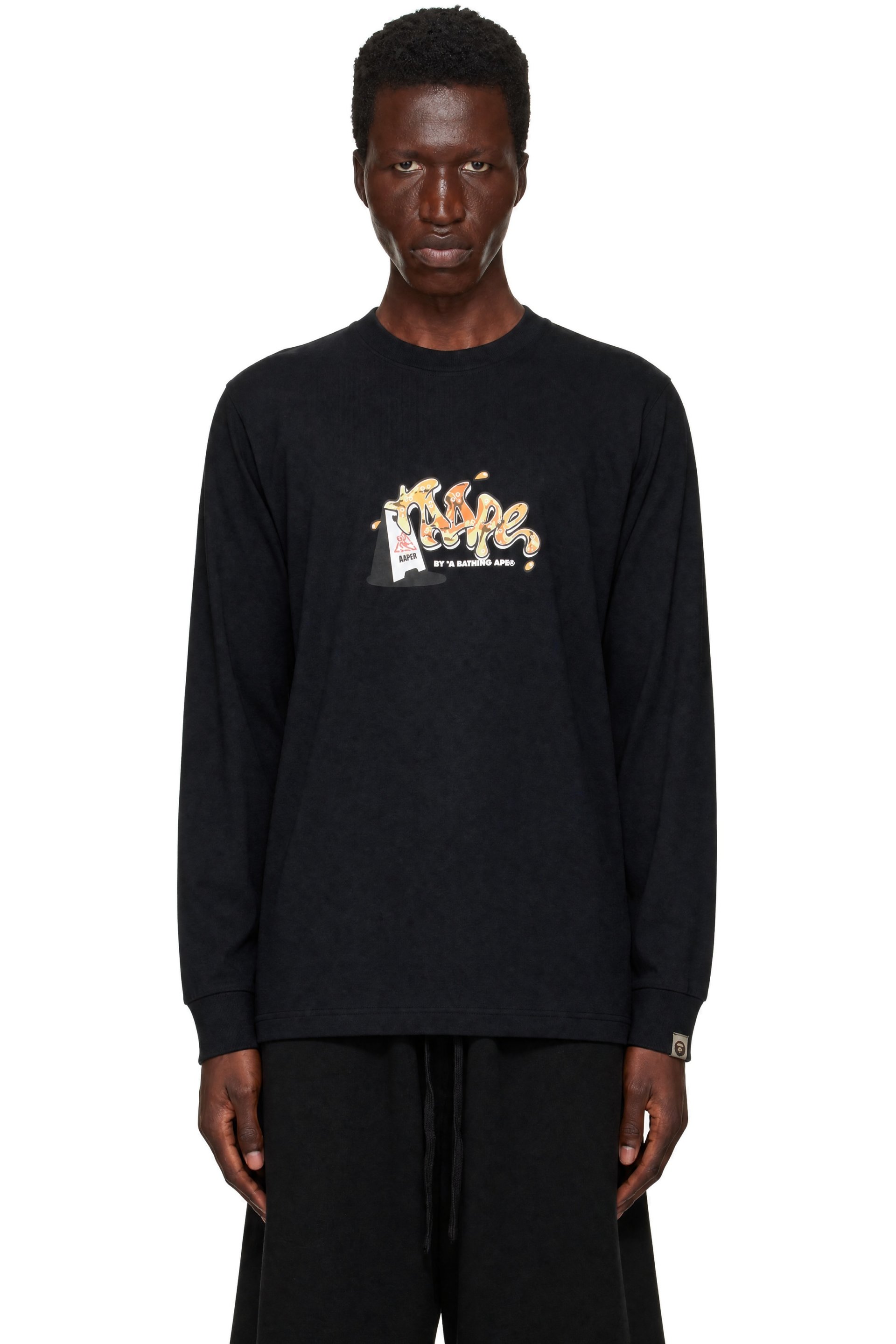 AAPE by A Bathing Ape - Black 'Aaper' Graphic Long Sleeve T-shirt