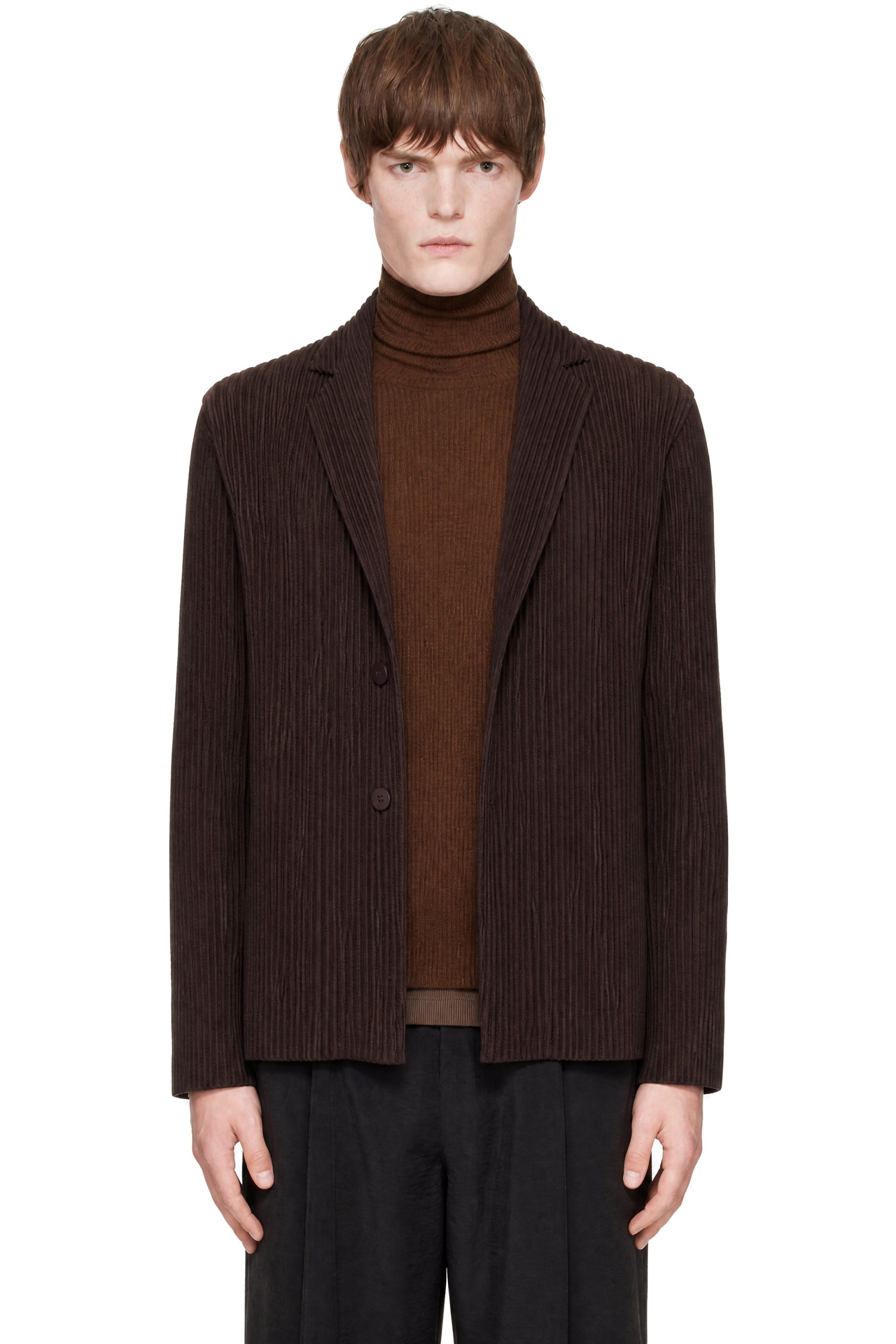 HOMME PLISSÉ ISSEY MIYAKE - Brown October Kersey Pleats Jacket