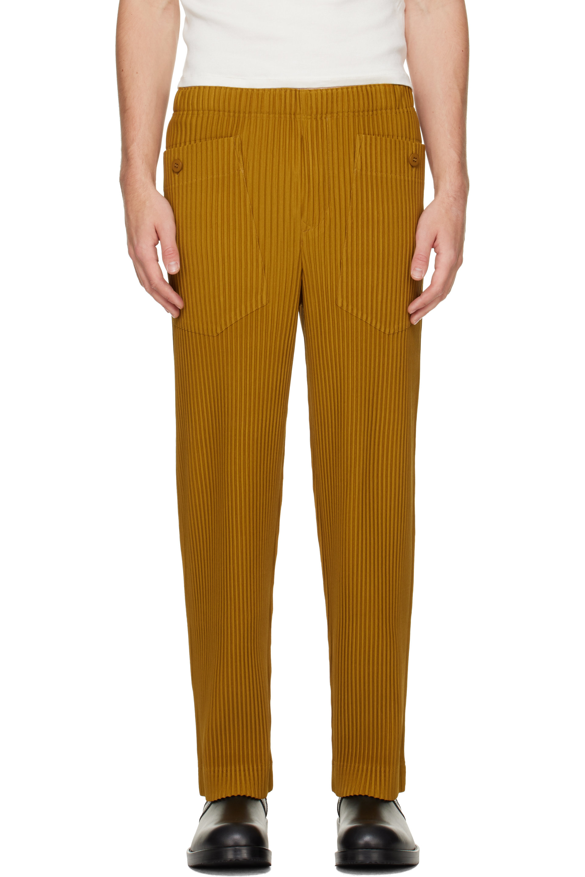 Homme Plissé Issey Miyake - Pantalon Monthly Colors October jaune