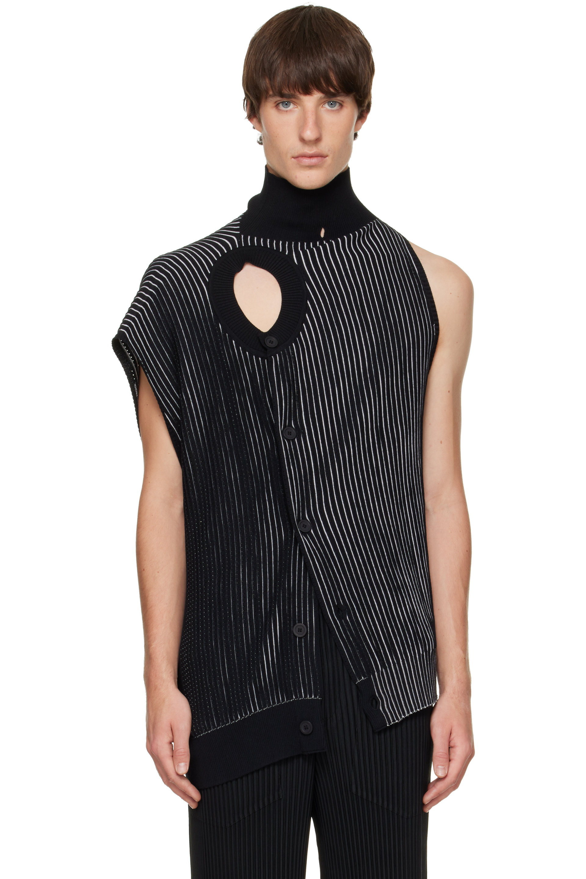 Homme Plissé Issey Miyake - Gilet In The Shadow noir en tricot
