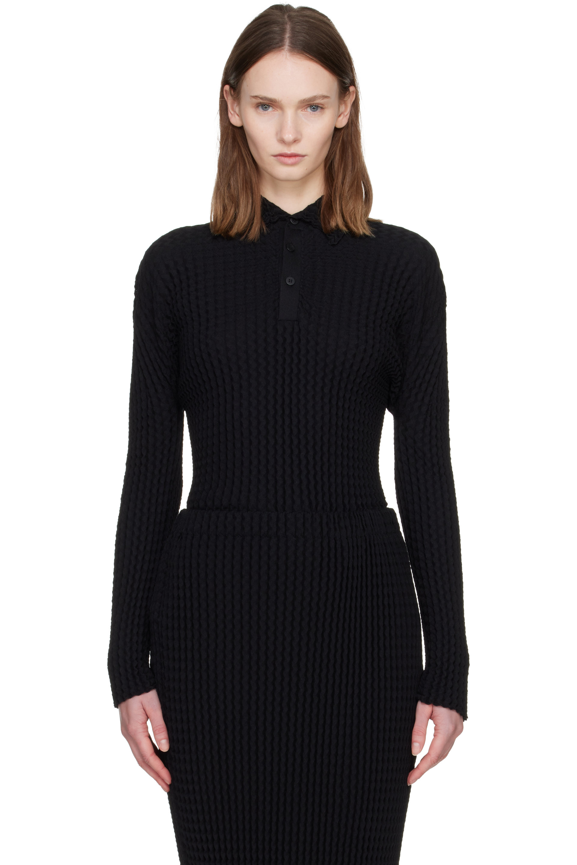 ISSEY MIYAKE - Black Spongy Polo