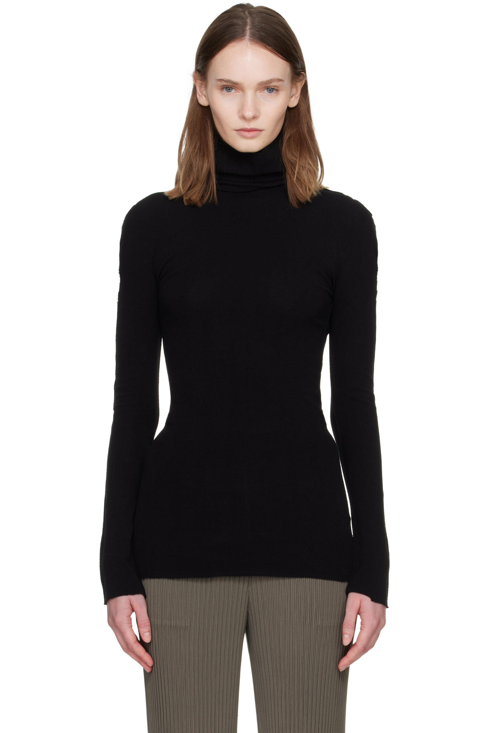 ISSEY MIYAKE - Black Cotton Baguette Turtleneck