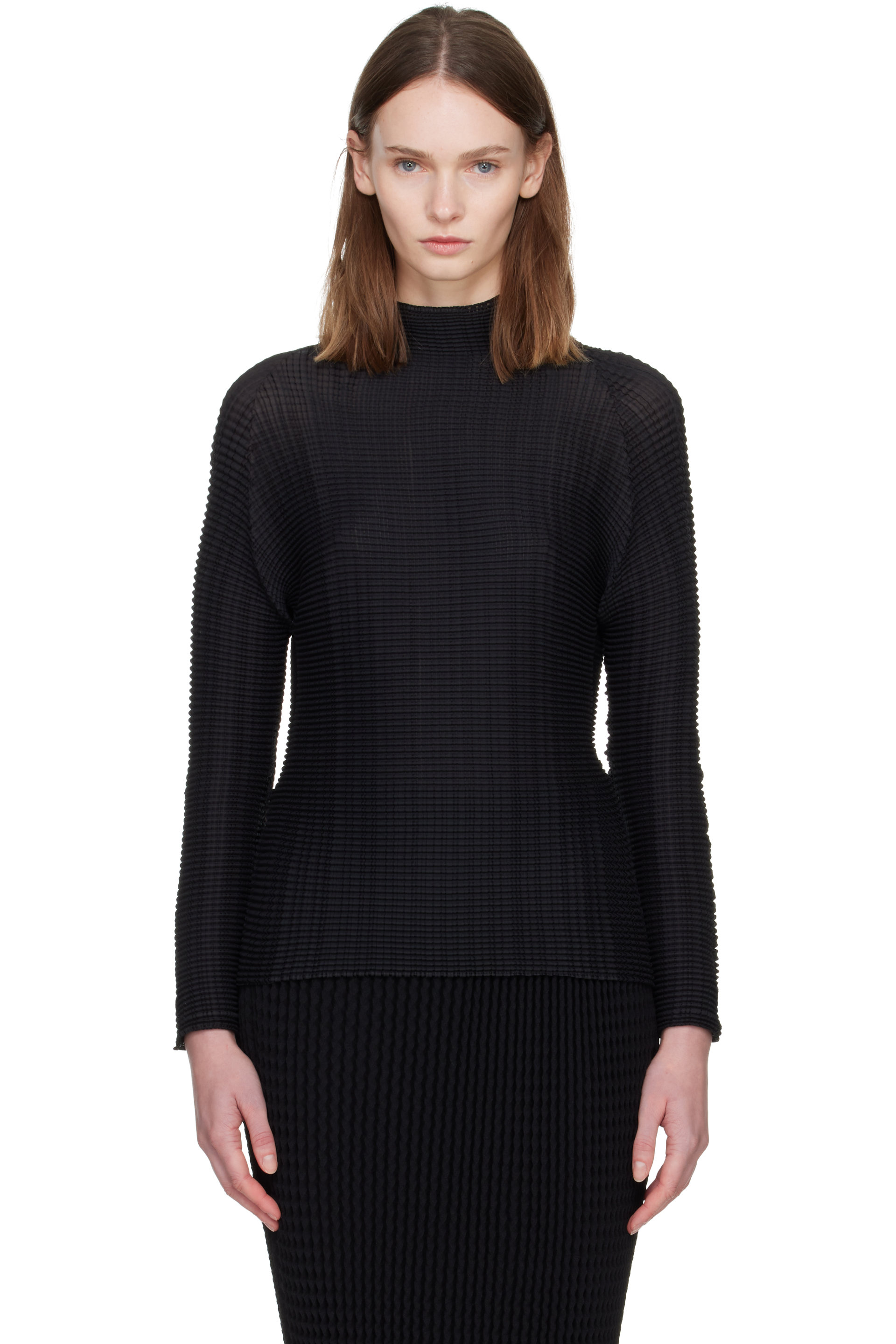 ISSEY MIYAKE - Black Wooly Pleats Top