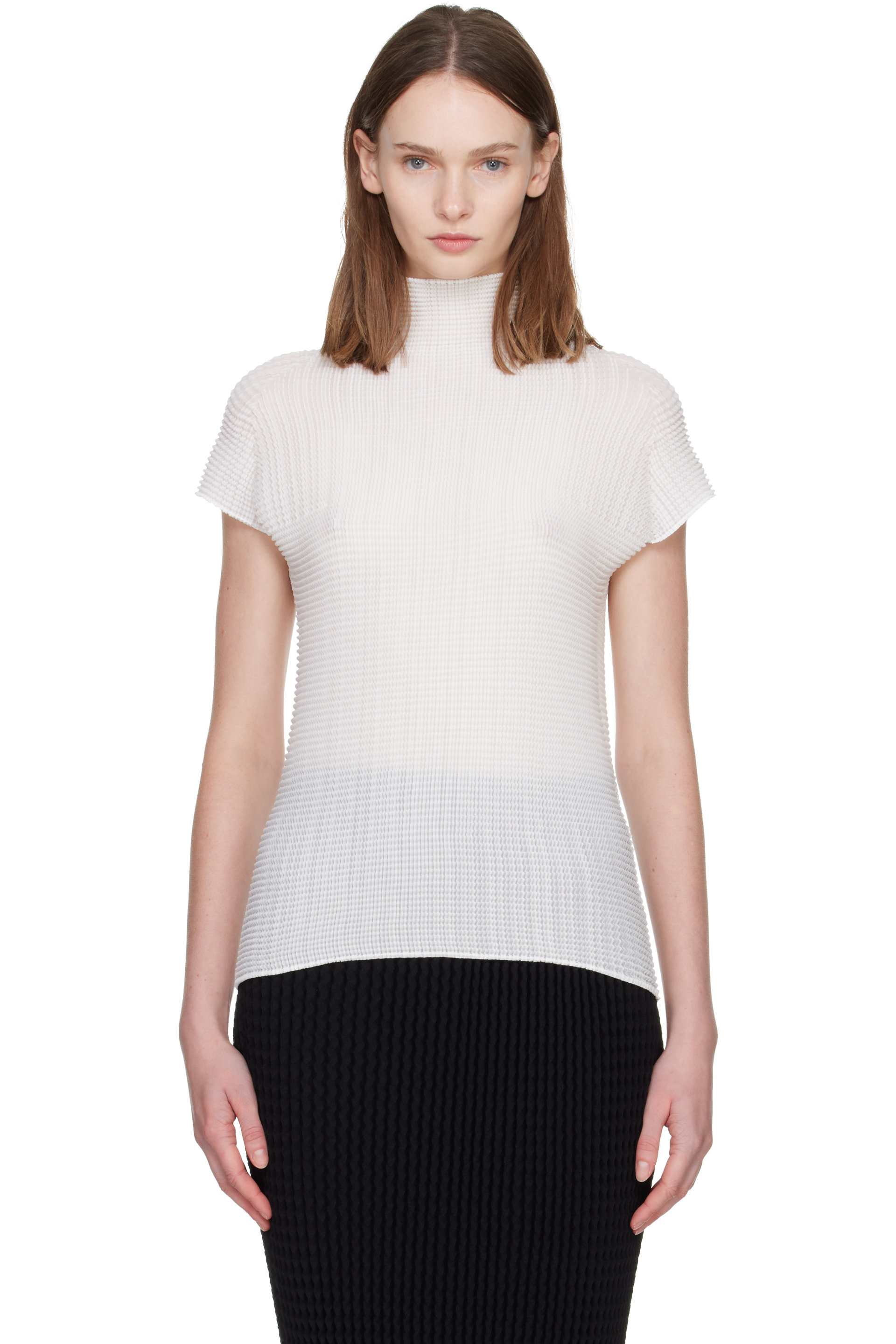 ISSEY MIYAKE - White Wooly Pleats Top