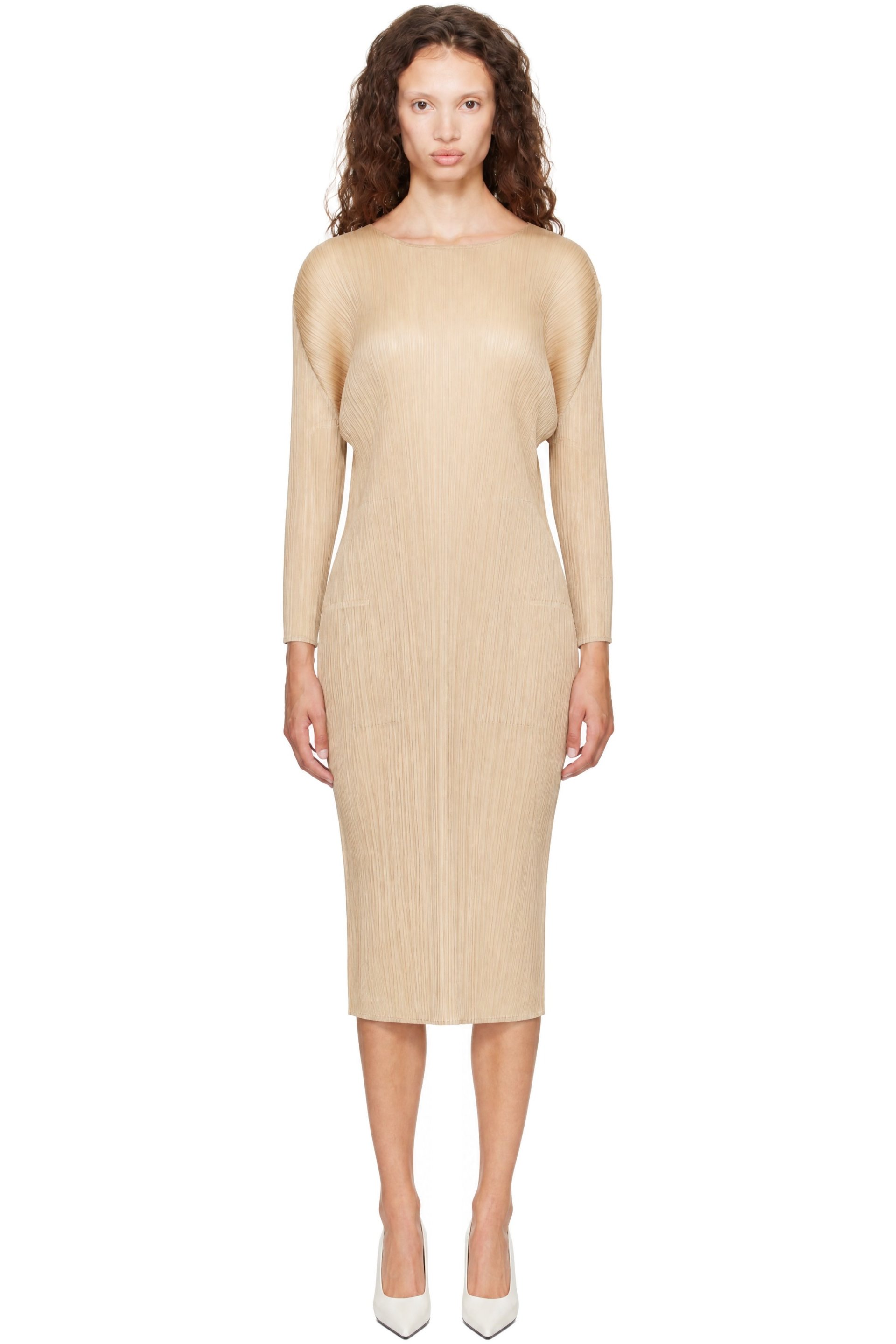 PLEATS PLEASE ISSEY MIYAKE - Beige Monthly Colors October Midi Dress