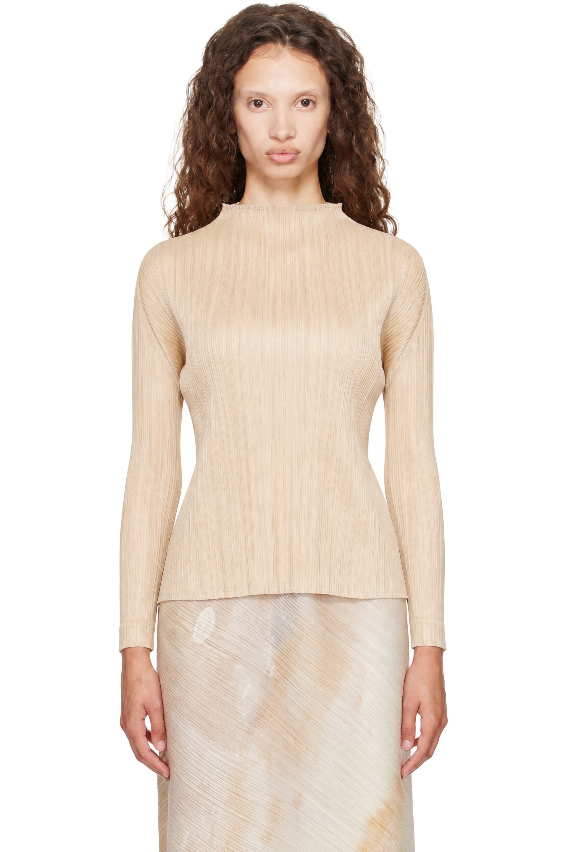 PLEATS PLEASE ISSEY MIYAKE - Beige Monthly Colors October Turtleneck Top