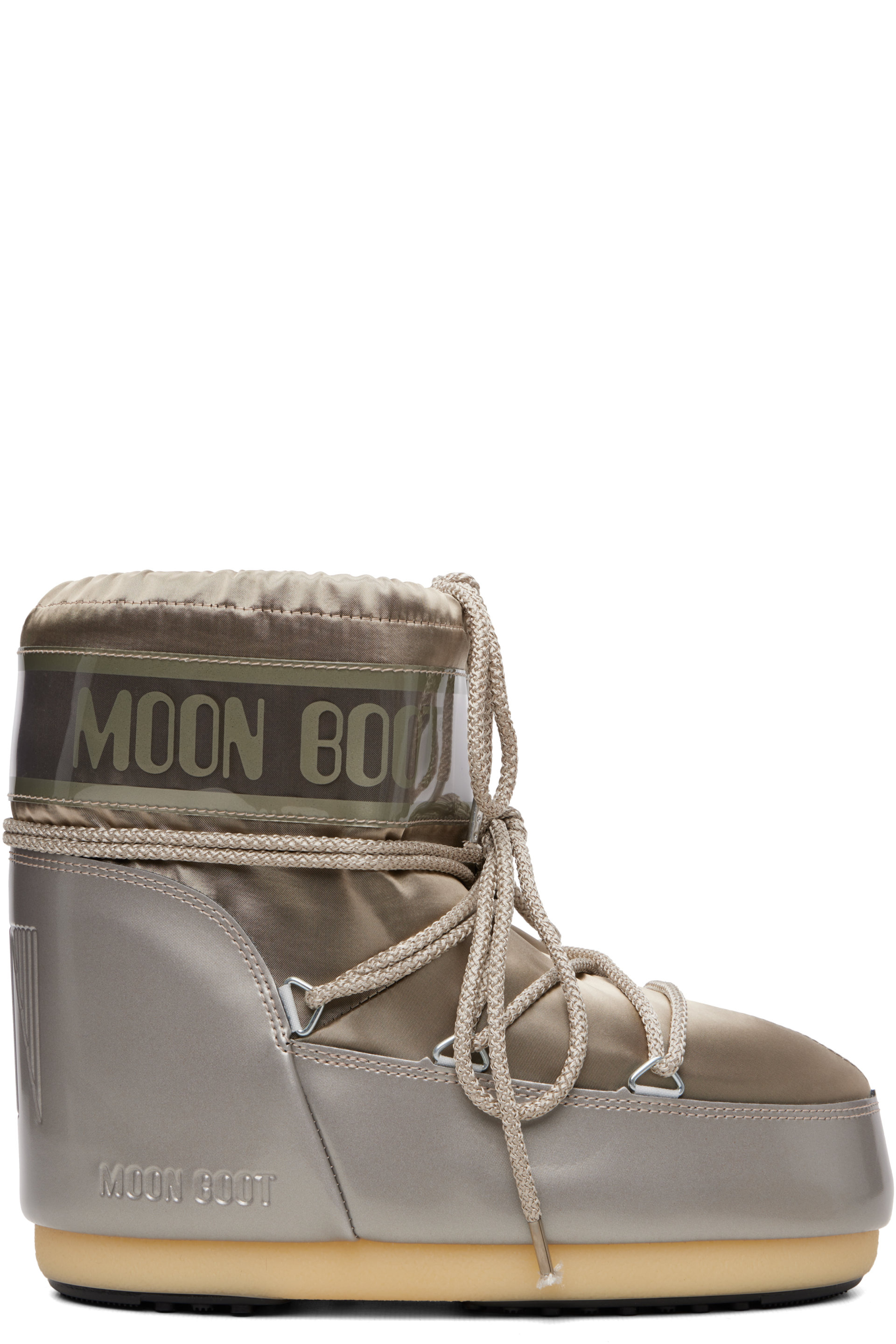 Moon Boot - Gold & Taupe Icon Low Glance Satin Boots