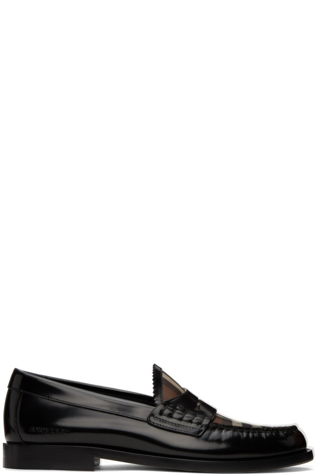 Burberry — Black & Brown Check Loafers