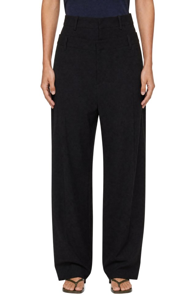 Off-White — Black Wool Double Over Trousers
