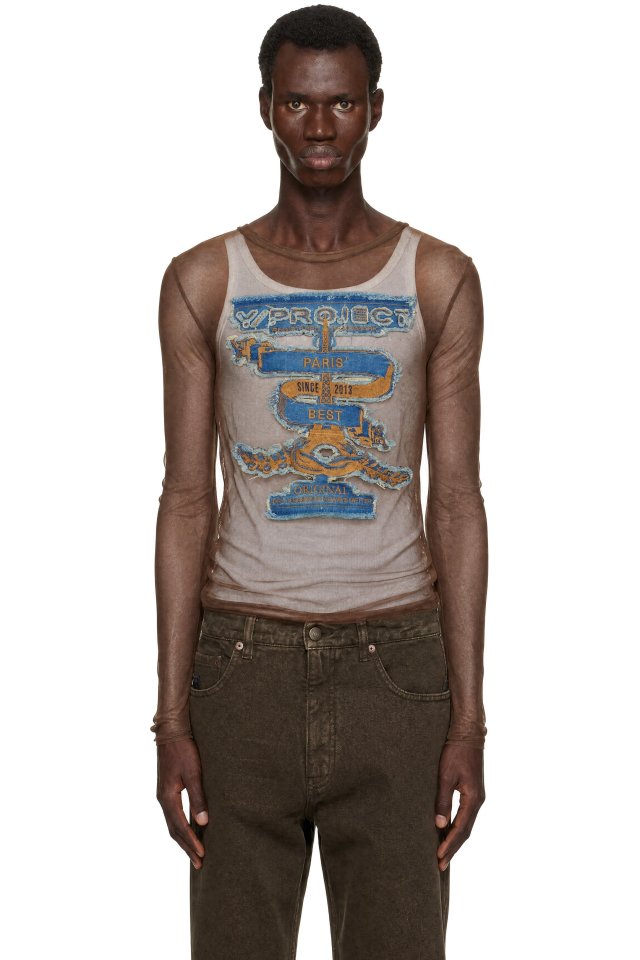 Y/Project — Brown 'Paris' Best' Mesh T-shirt