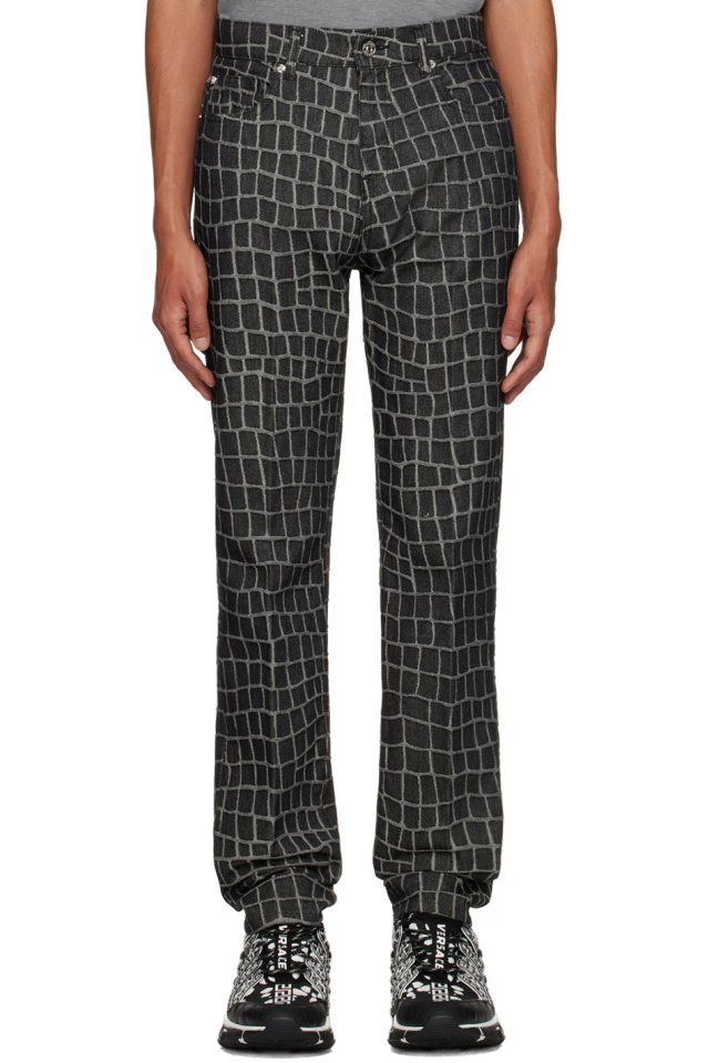 Versace — Gray Jacquard Jeans