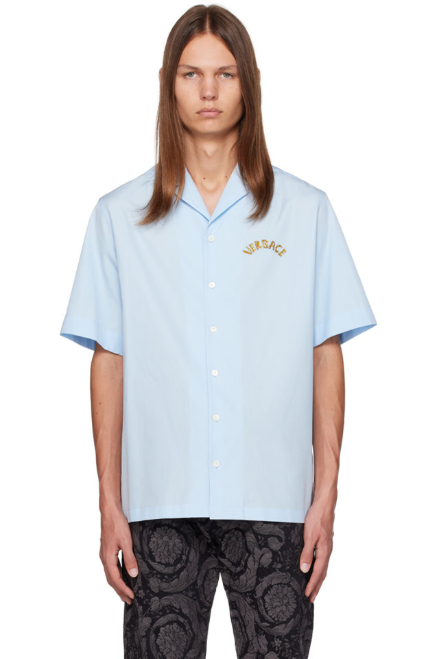 Versace — Blue Embroidered Shirt
