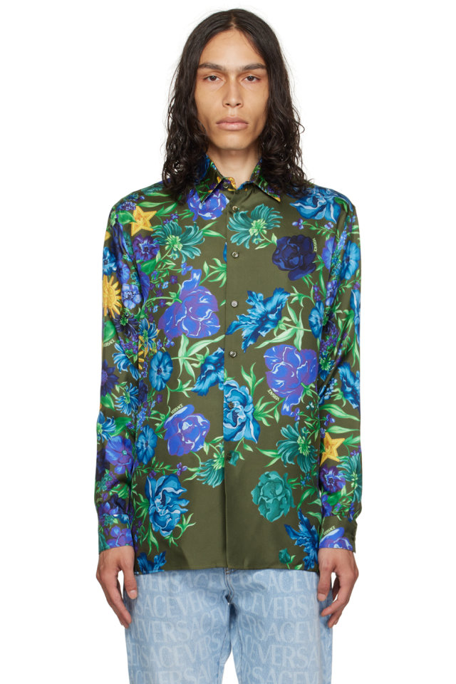 Versace — Khaki Wildflower West Shirt