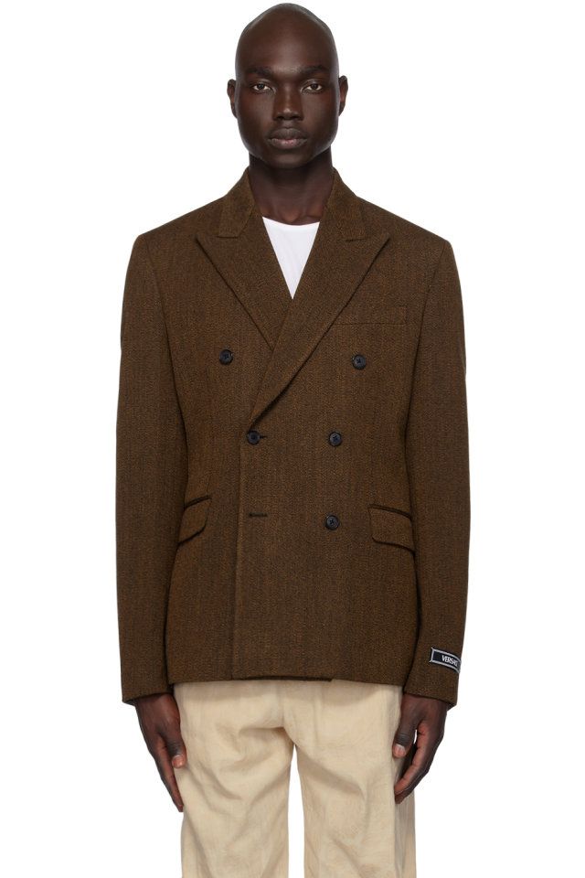 Versace — Brown Double-Breasted Blazer