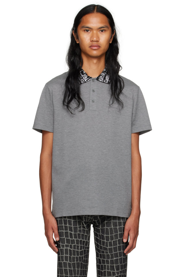 Versace — Gray Coccodrillo Polo