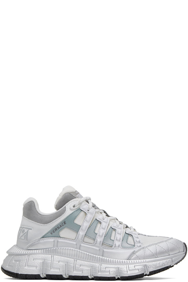 Versace — White & Silver Trigreca Sneakers